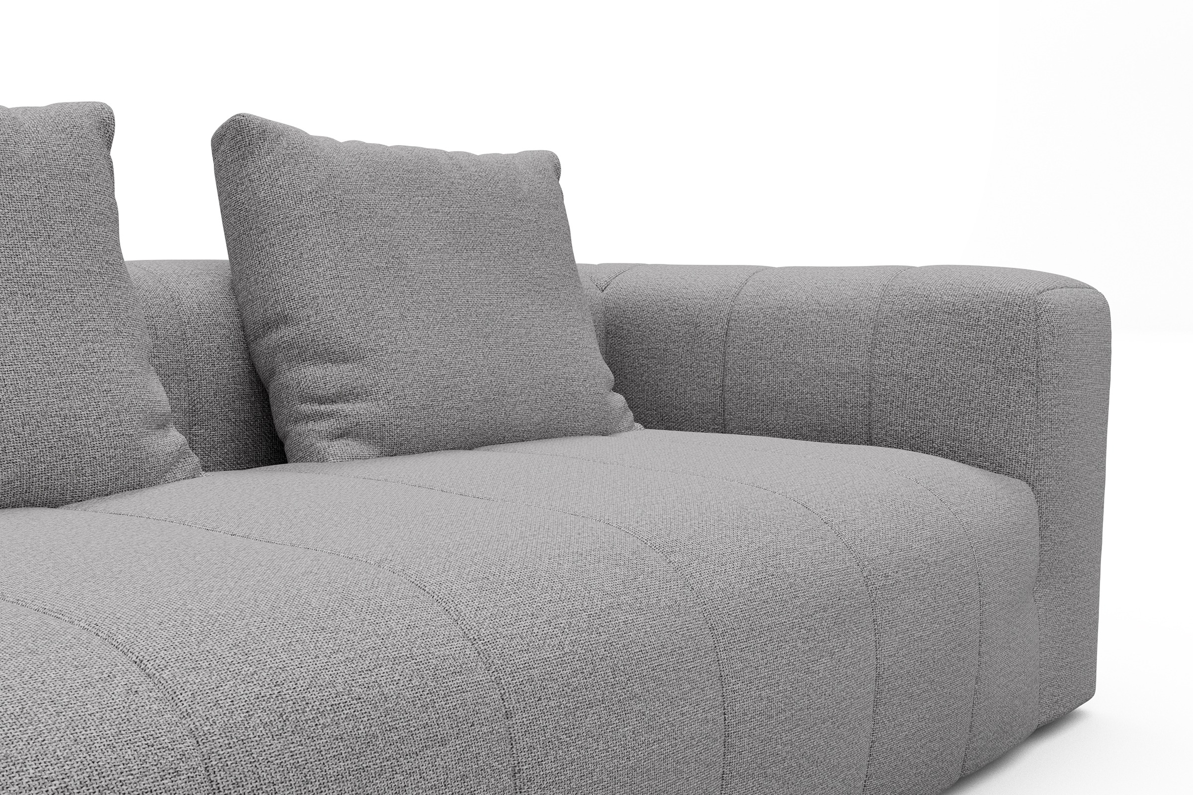 Ecksofa Hugo 2,5-Sitzer Armlehne rechts mit Chaiselongue Sama-Grey