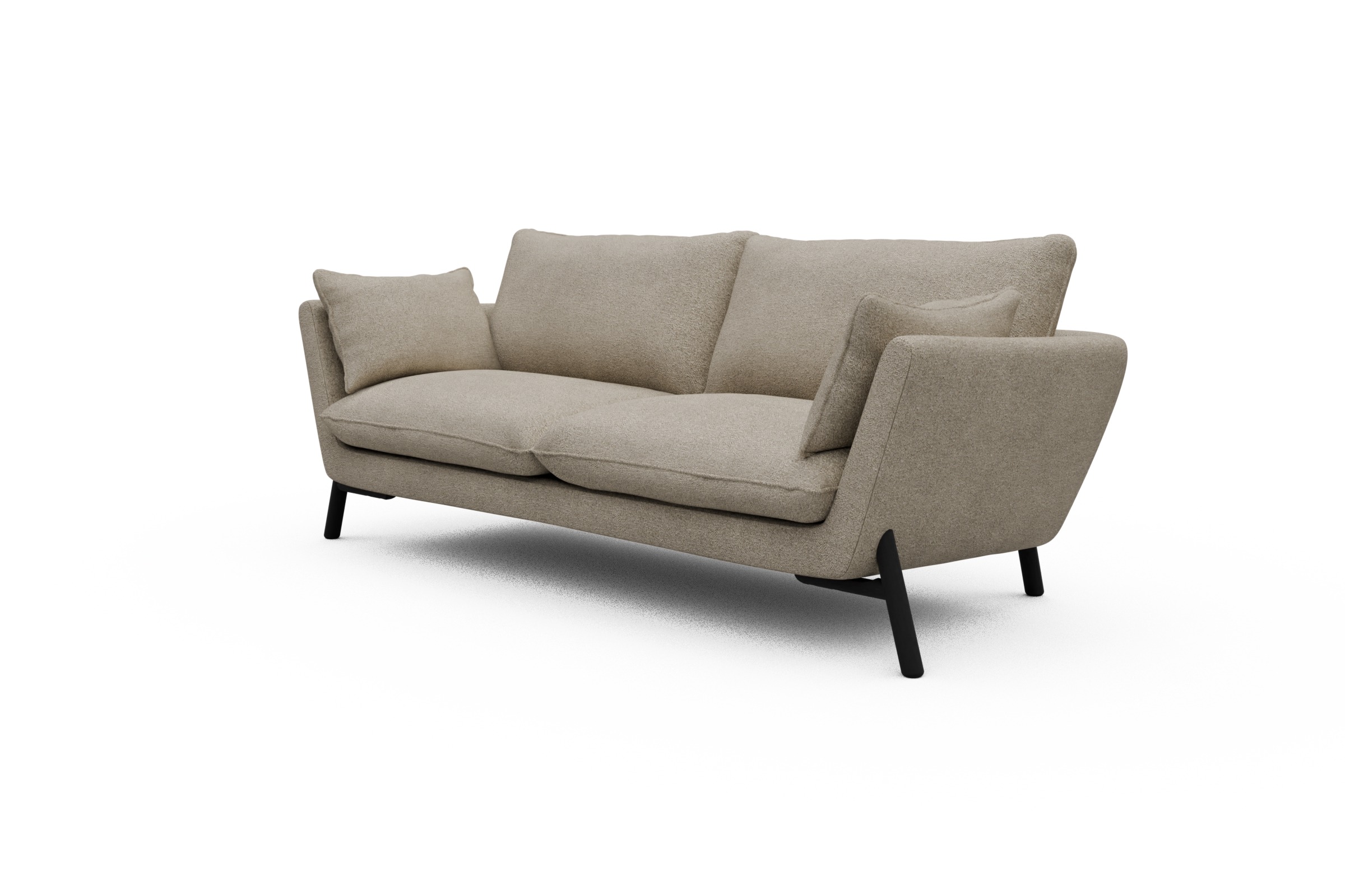 Sofa Emil 3-Sitzer Beinfarbe Eiche Schwarz Boucle-Beige