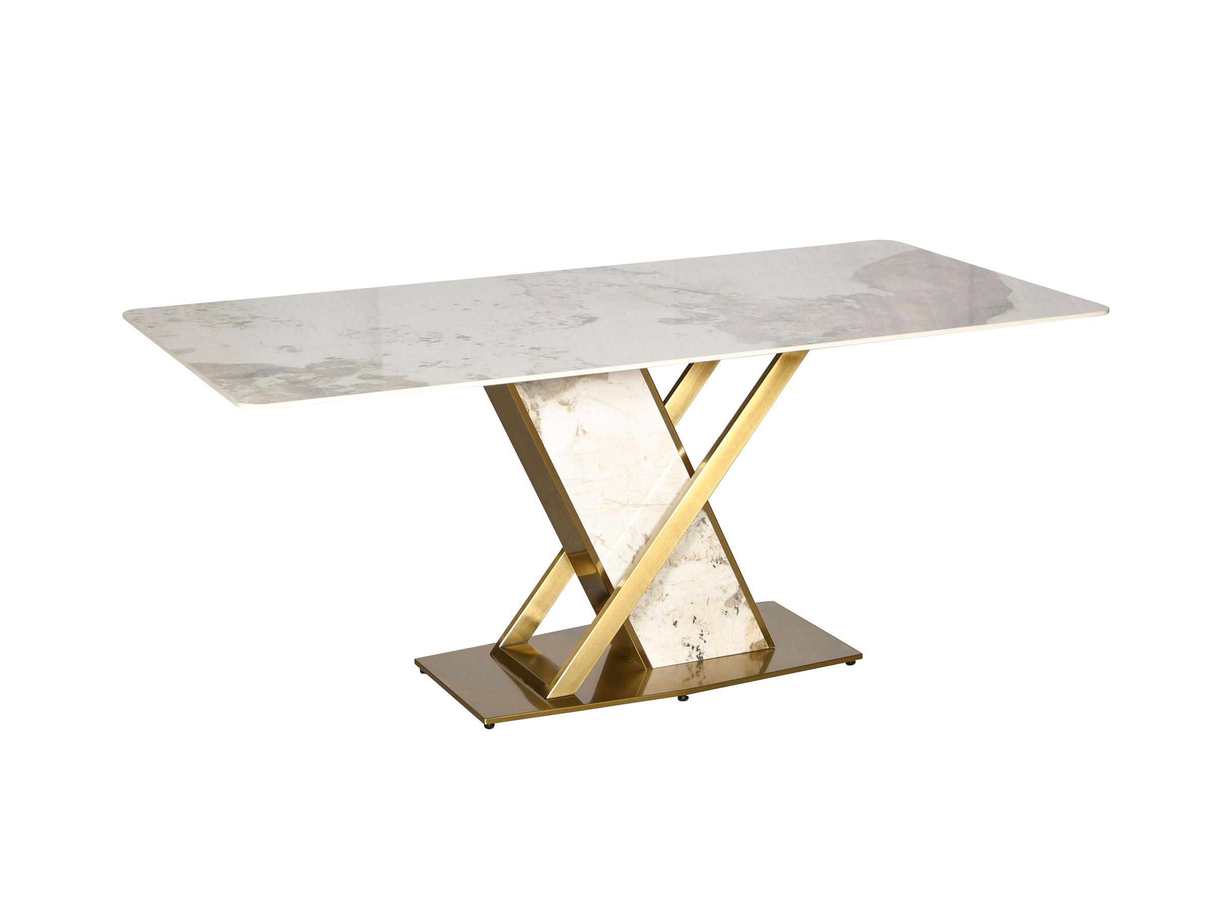 Livin Hill Esstisch 180cm Modig Goldene Beine, weiße Tischplatte M55