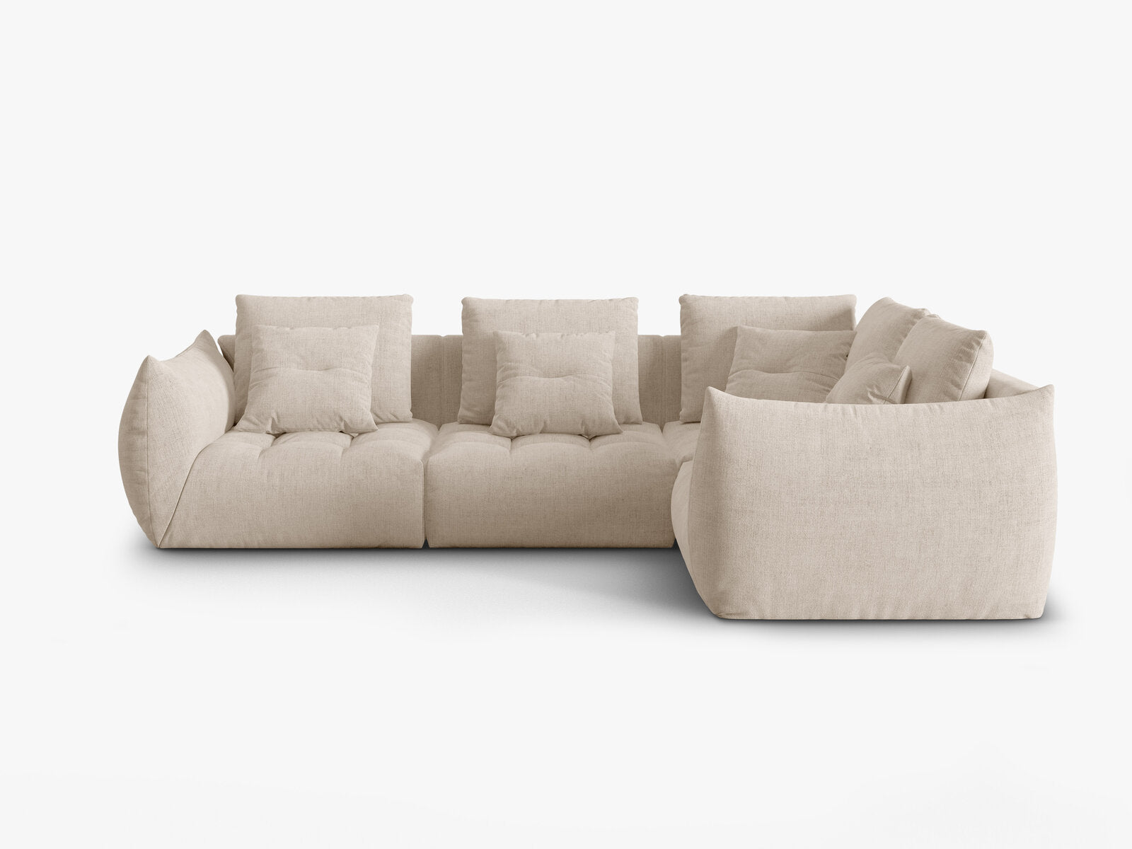 Micadoni Ecksofa Bloom 4-Sitzer Strukturierter Stoff Wind Helles Beige Rechts