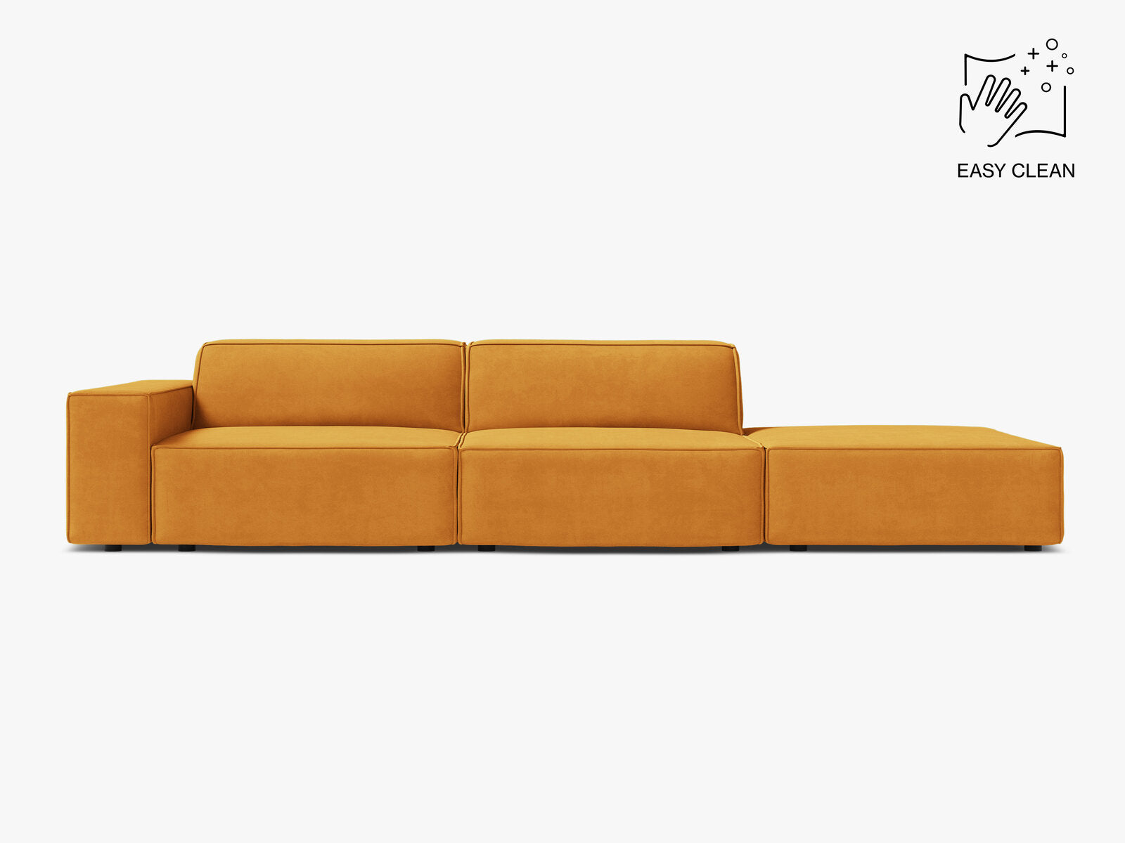 Micadoni Sofa Jodie 3-Sitzer Rechts Samt Venus Gelb