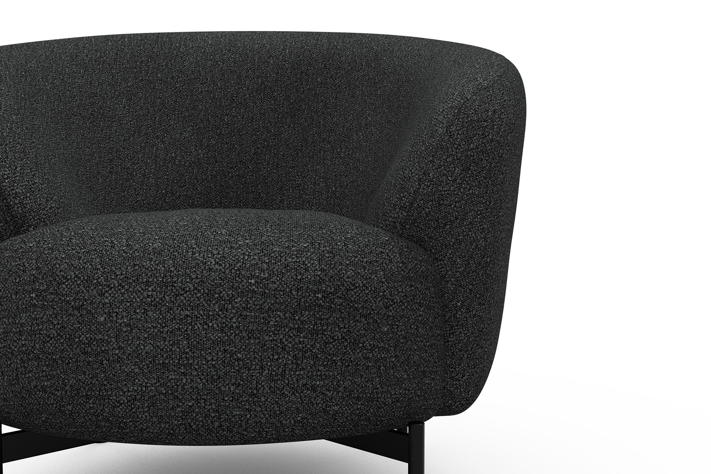Sessel Ronda X-Metallgestell Schwarz Boucle-Charcoal