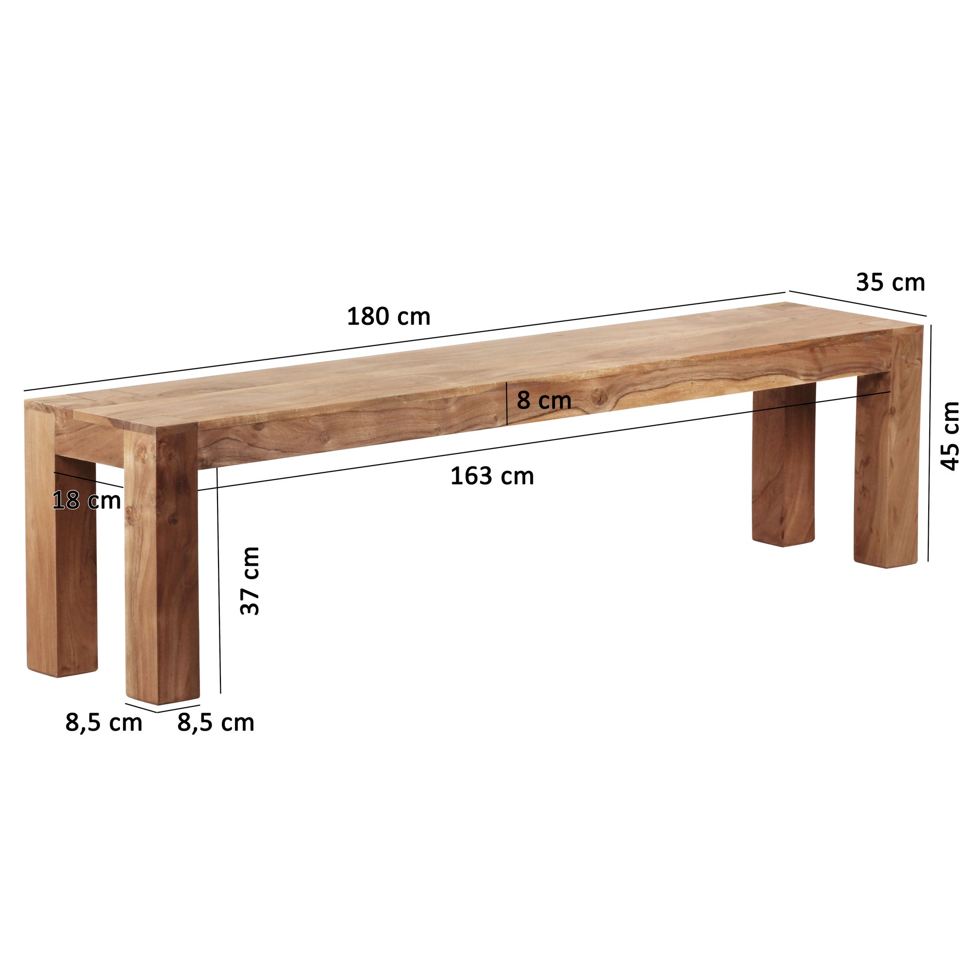 Essbank Aalvik Massivholz Akazie Breite 180 cm