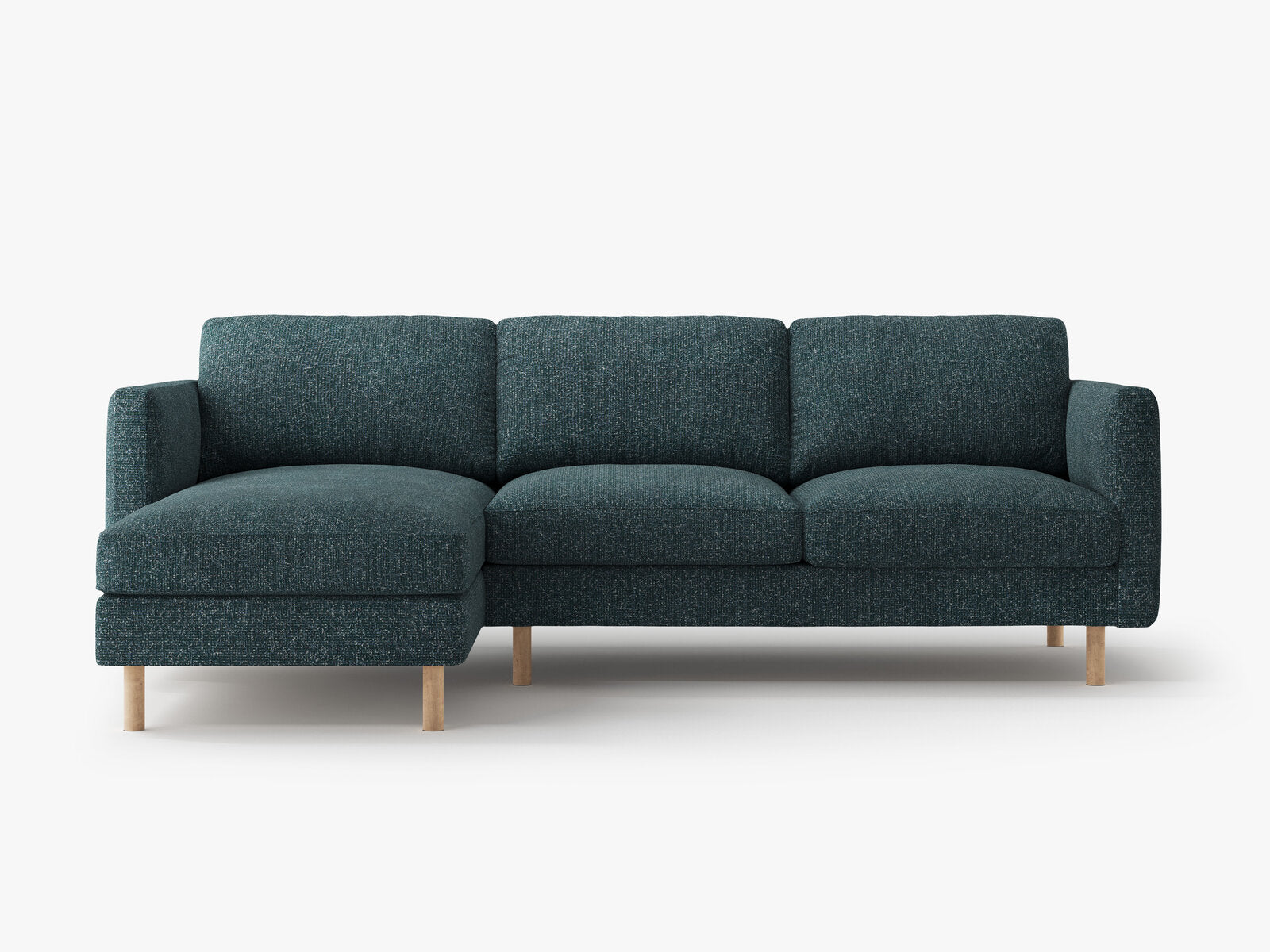 Micadoni Ecksofa Eden Groß 3-Sitzer Links Strukturierter Stoff Grün Blau Melange