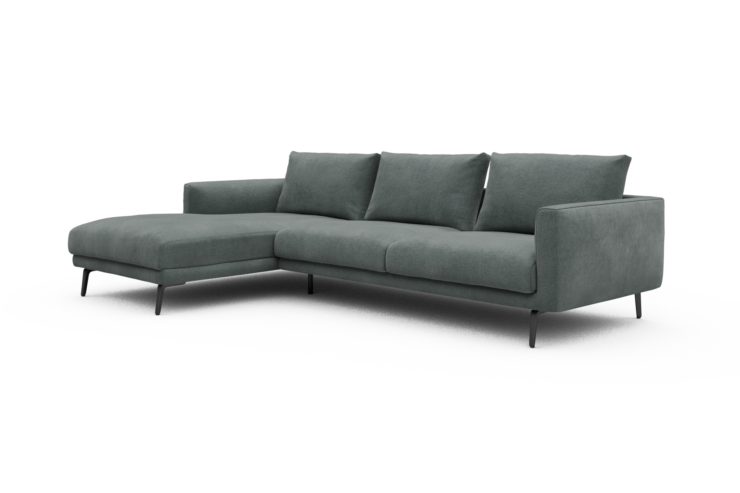 Ecksofa Karl Chaiselongue links mit 2,5-Sitzer Smooth-Silver-Grey