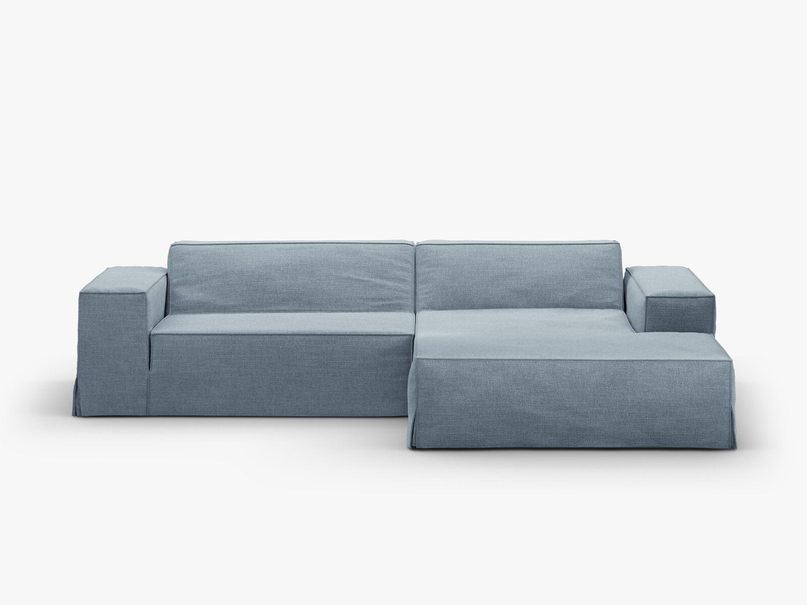 Micadoni Ersatzbezug Ecksofa Jodie 3-Sitzer Strukturierter Stoff Lins Gedämpftes Blau Rechts