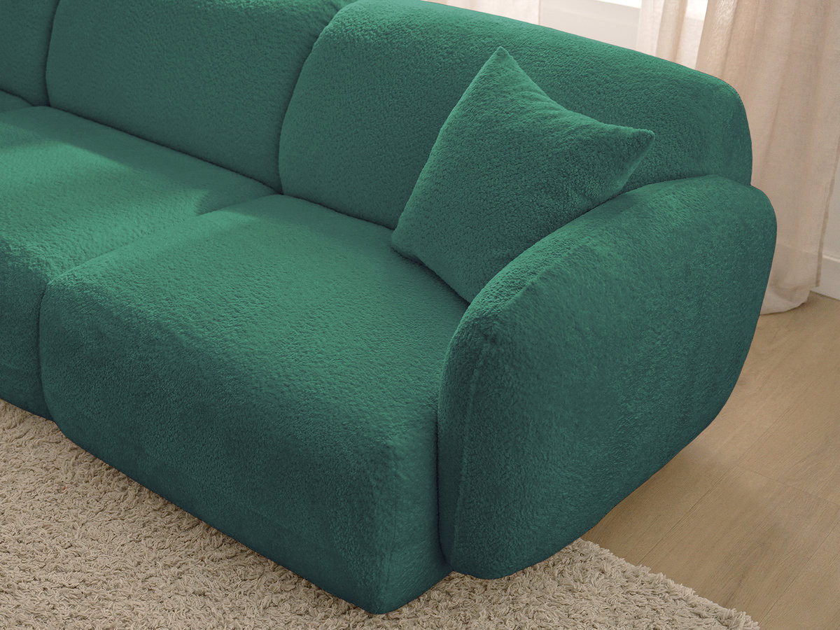 Bobochic Anda Ecksofa mit Pouf 292 × 163 cm Chenille Dunkelgrün Ecke links