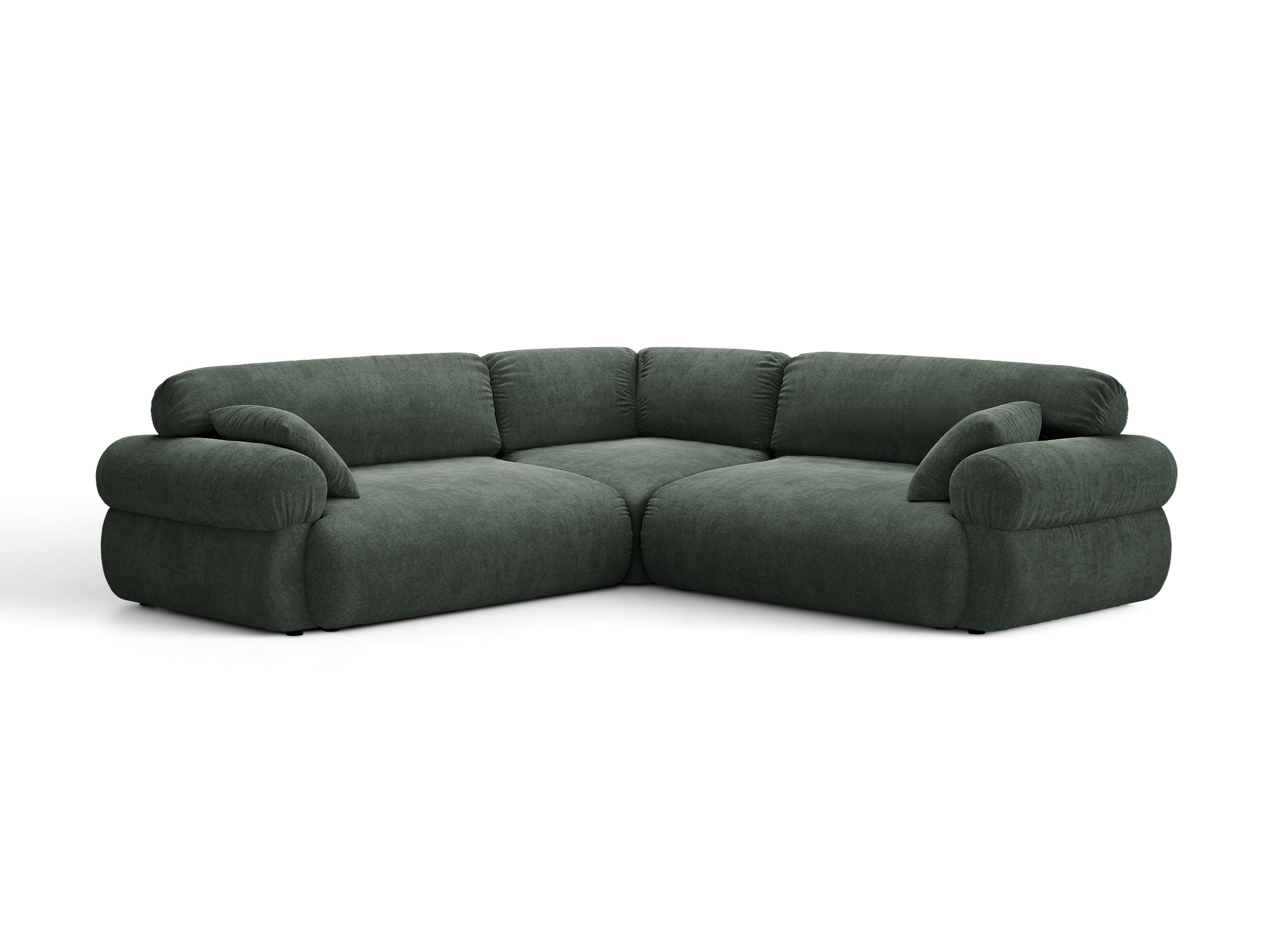 Micadoni Ophelia Symmetrisches Ecksofa Strukturierter Stoff Liberty Moosgrün