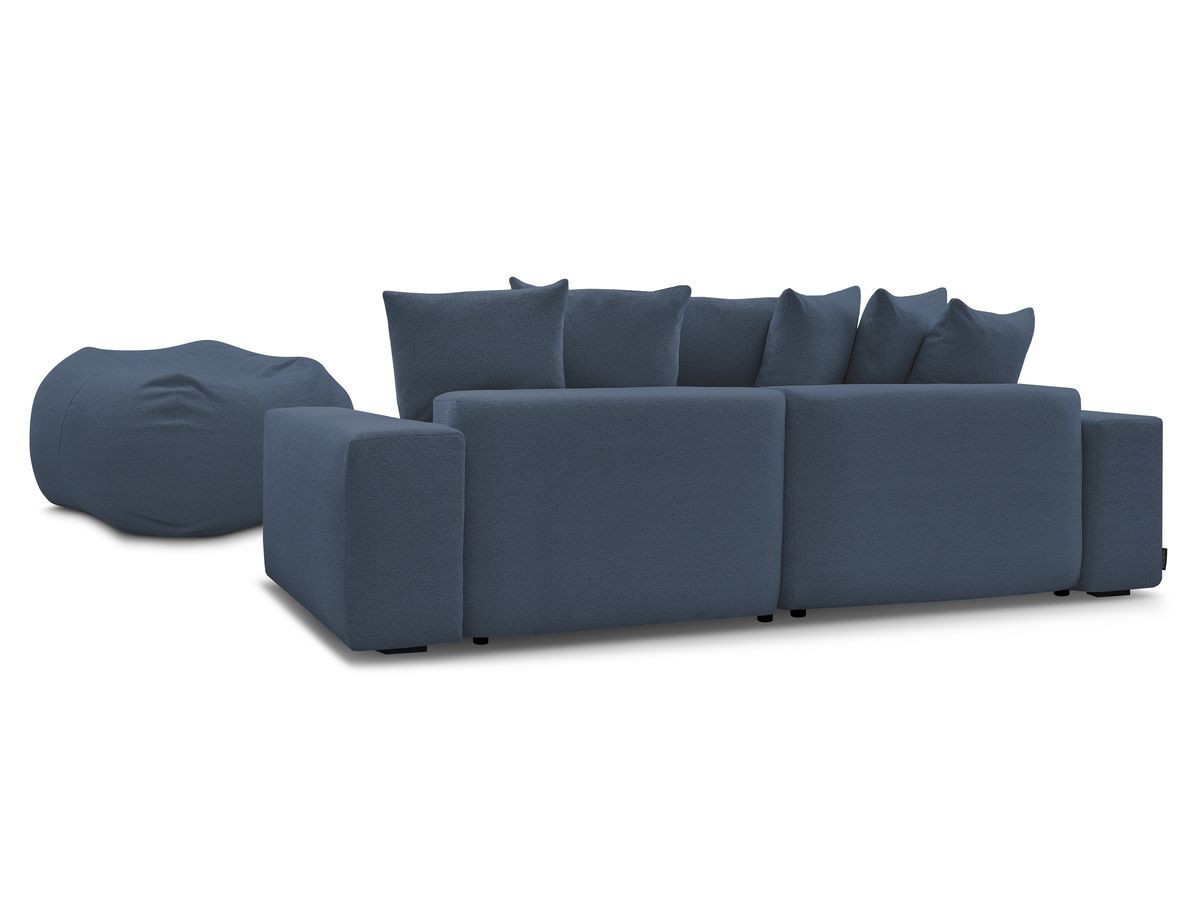 Bobochic Voltaire Ecksofa mit Pouf 310 × 174 cm Melange-Stoff Dunkelblau
