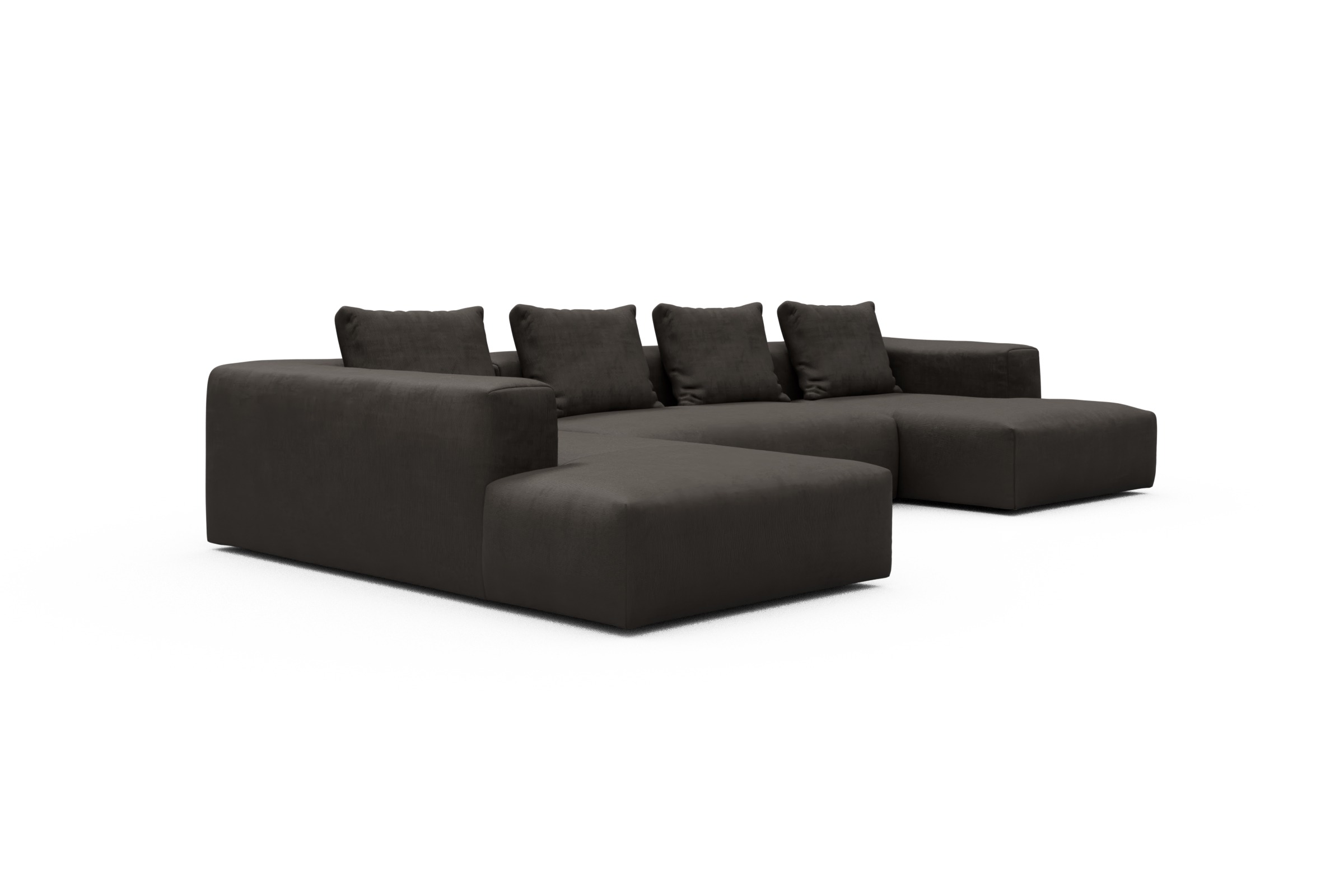 Wohnlandschaft Fred Relax-Ecke links mit 2-Sitzer und Chaiselongue rechts Kord Cordufine 307-Taupe