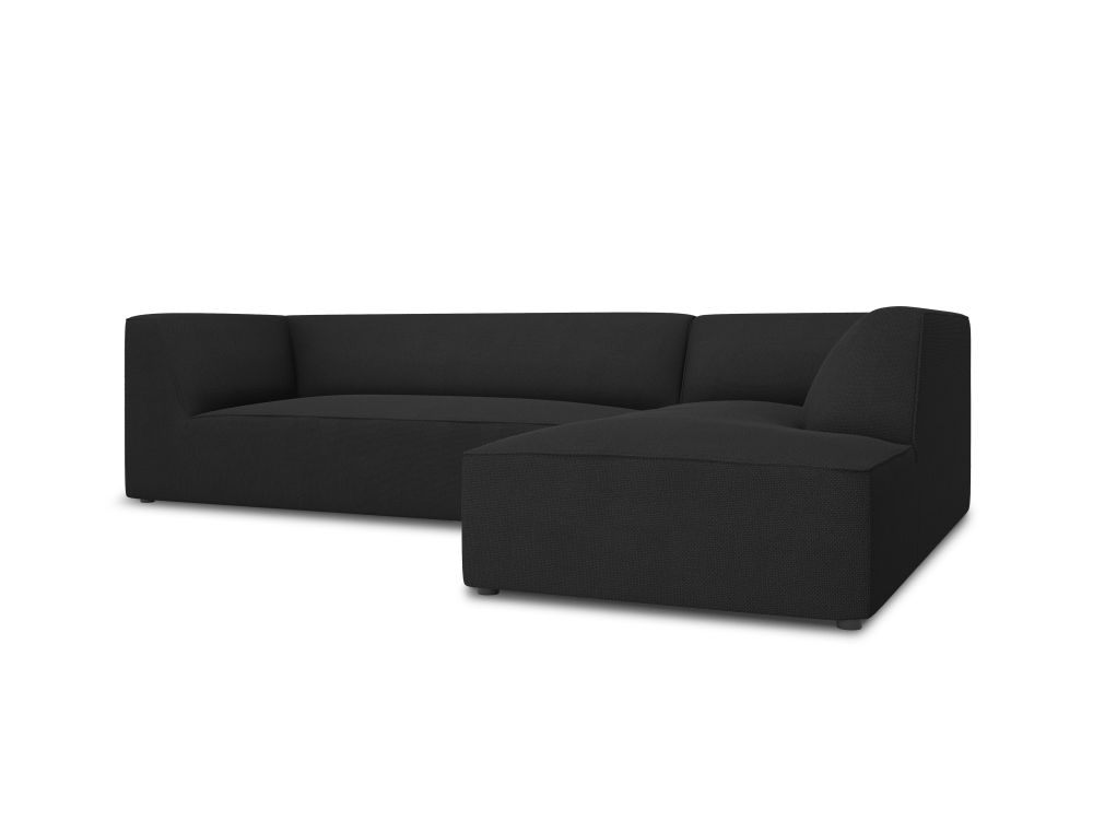 Cosmopolitan Design Ecksofa Siena 4-Sitzer Strukturierter Stoff Ottawa Schwarz Rechts
