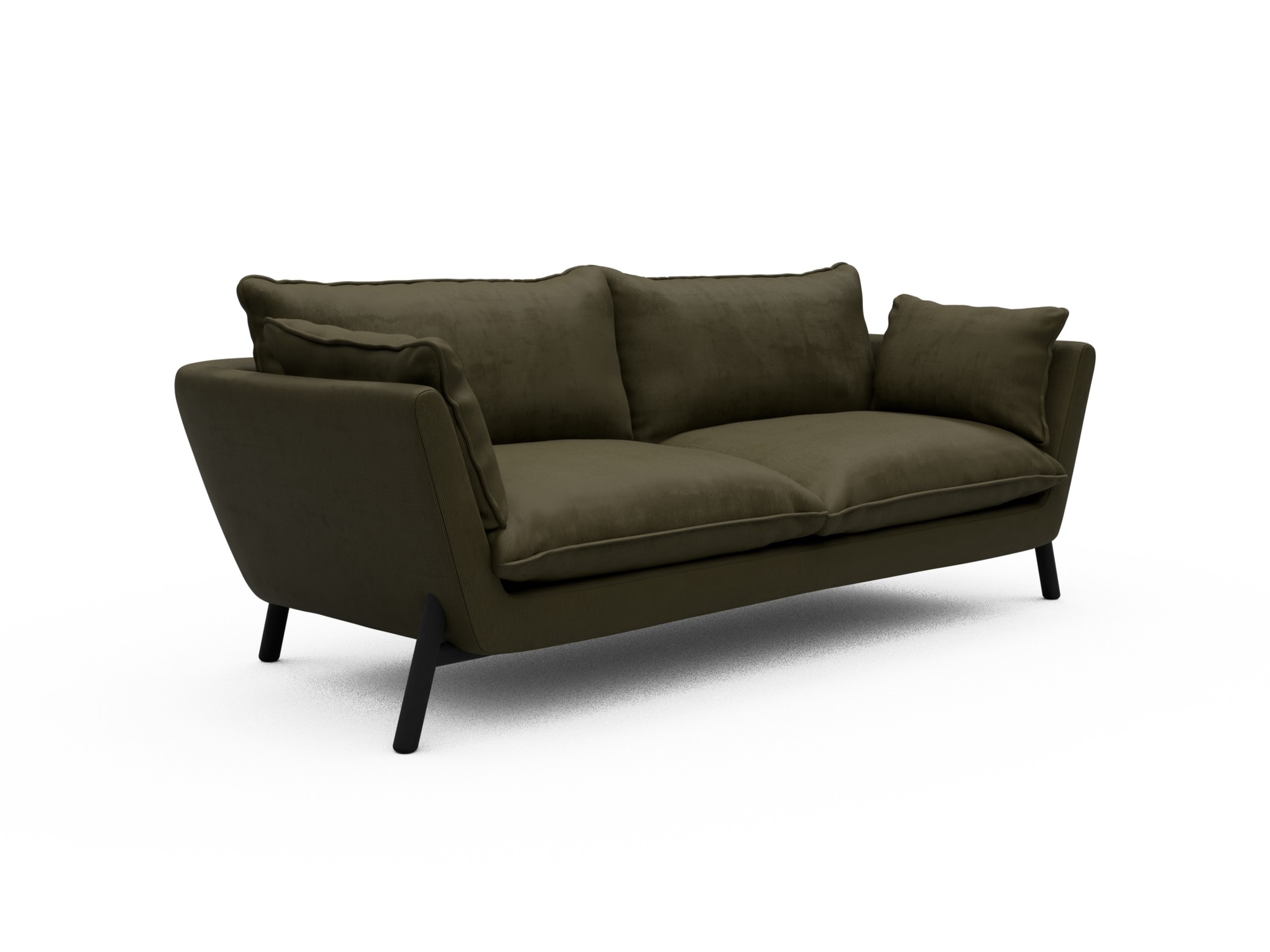 Skandi Home Sofa Emil Soft 3-Sitzer Beinfarbe Eiche Schwarz Cordufine-Pine-Green moebelfaktor