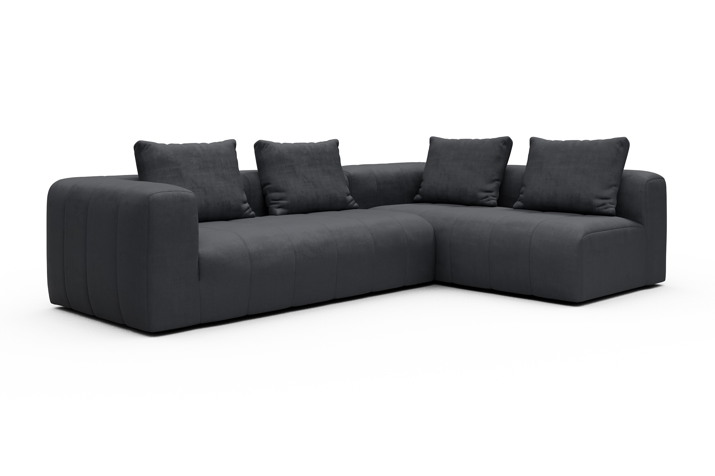 Ecksofa Hugo 2x 2,5-Sitzer Armlehne links Cordufine-Slate-Grey