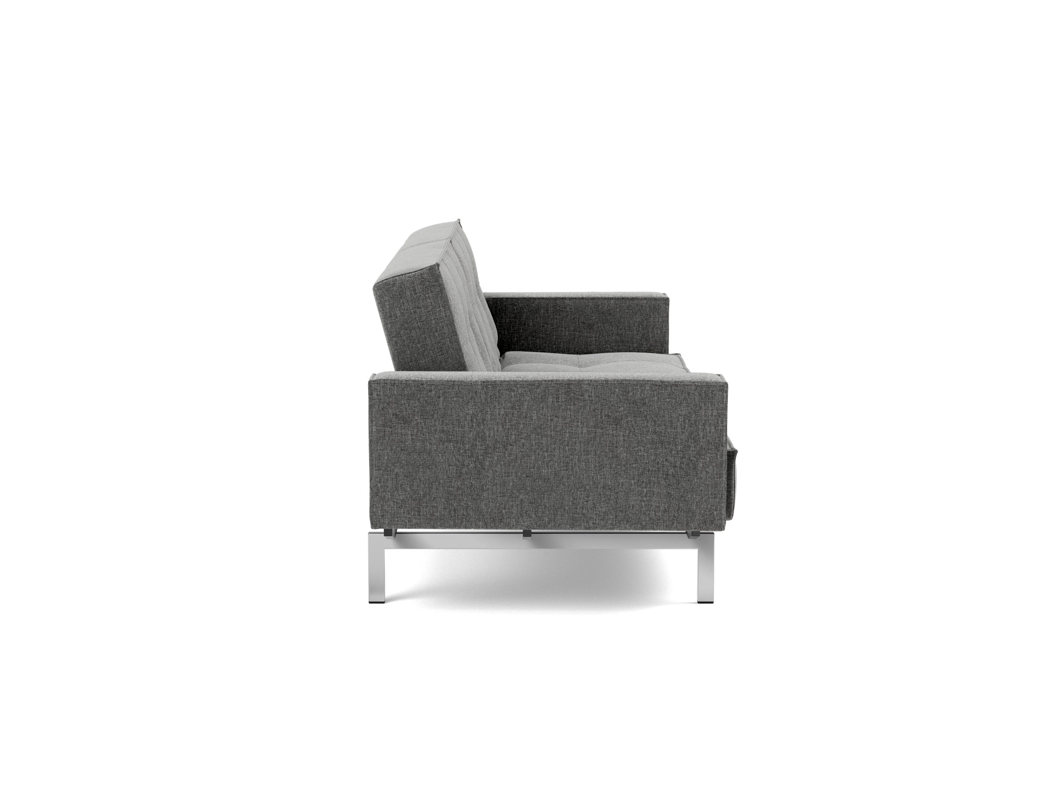 Schlafsofa Splitback mit Armlehnen Strukturierter Stoff Twist 563-Charcoal Beine Chrom