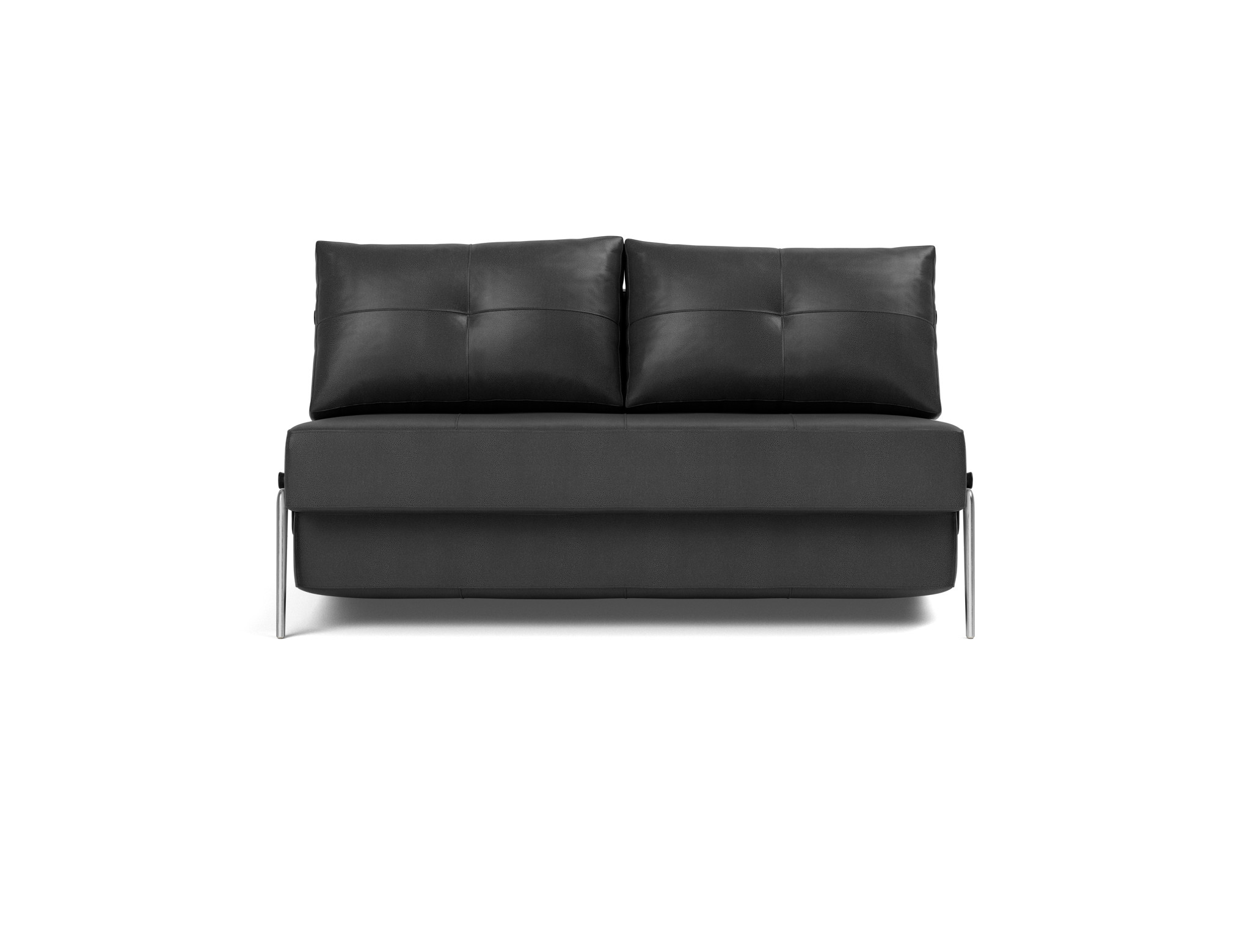 Schlafsofa Cubed 140 Lederoptik Faunal 550-Black Beine Aluminium