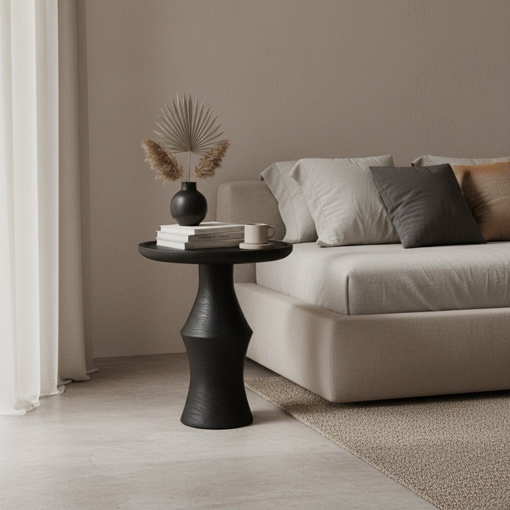 Raw Materials Nero Beistelltisch aus Teakholz Twilight schwarz