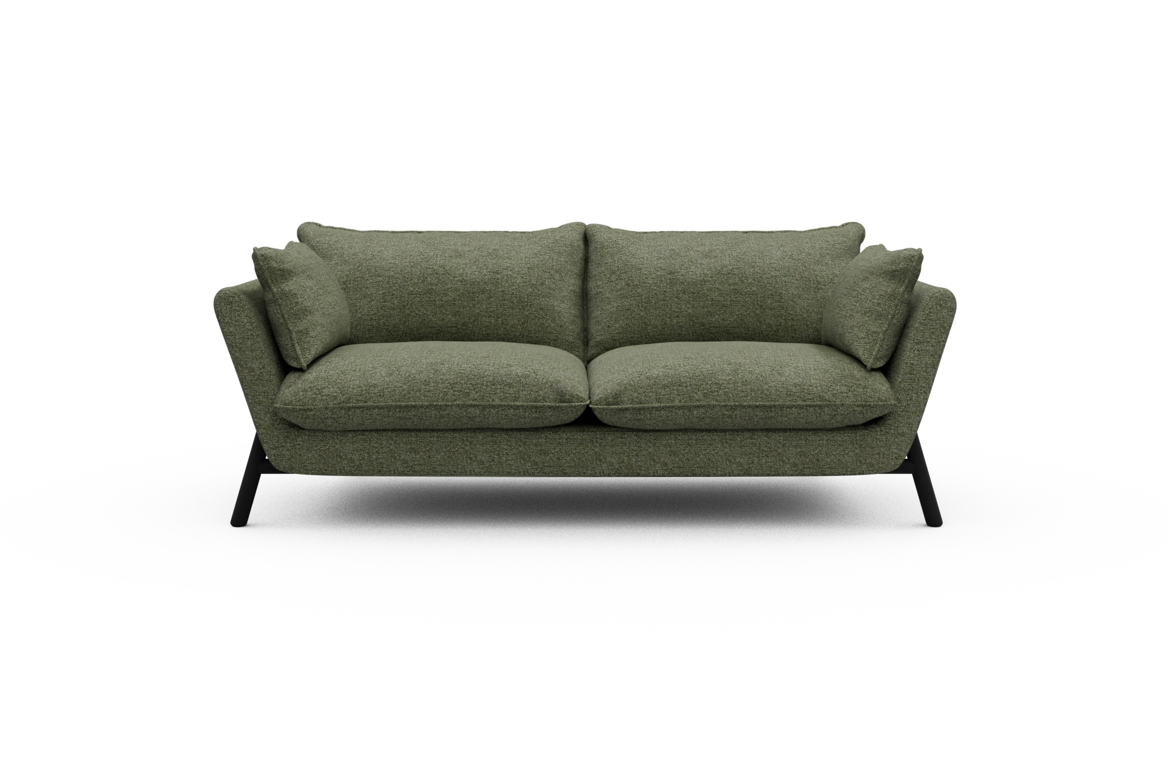 Skandi Home Sofa Emil PREMIUM 2-Sitzer Beinfarbe Eiche Schwarz Carreno-Vivid-Green moebelfaktor