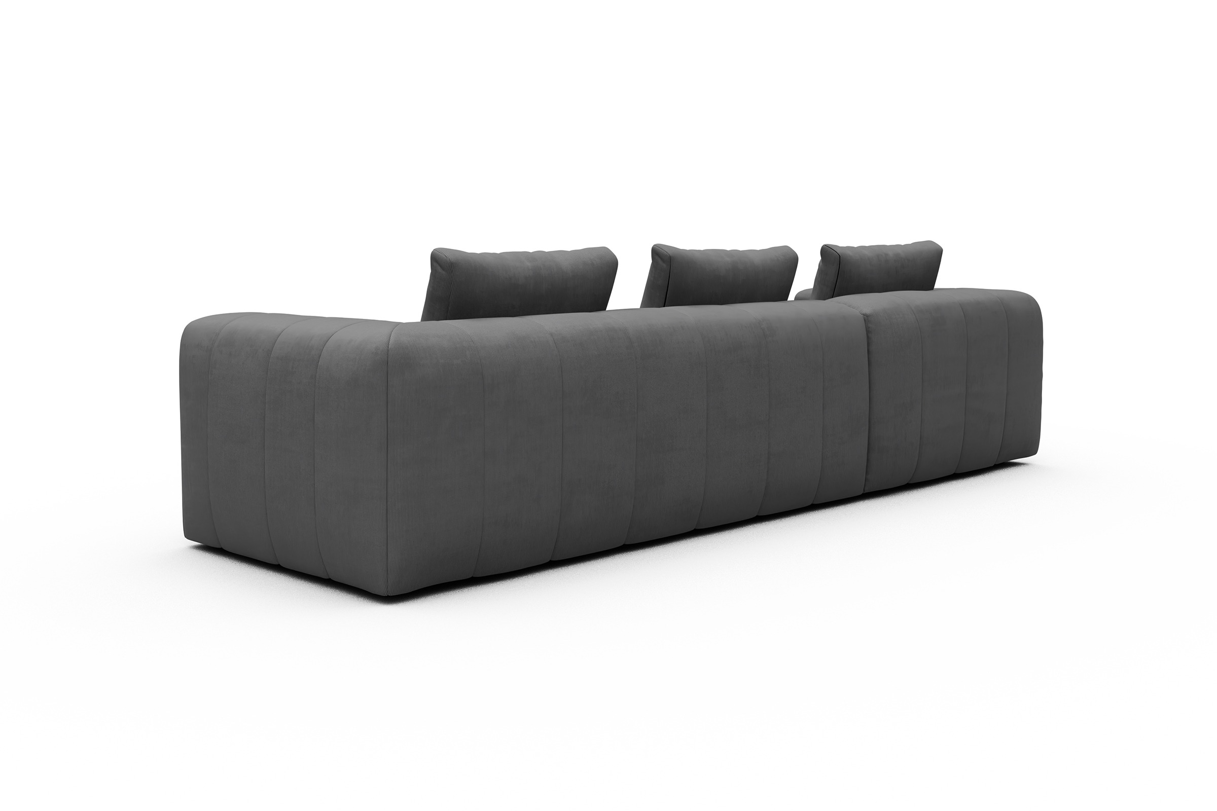 Ecksofa Hugo 2,5-Sitzer Armlehne rechts mit Chaiselongue Cordufine-Grey