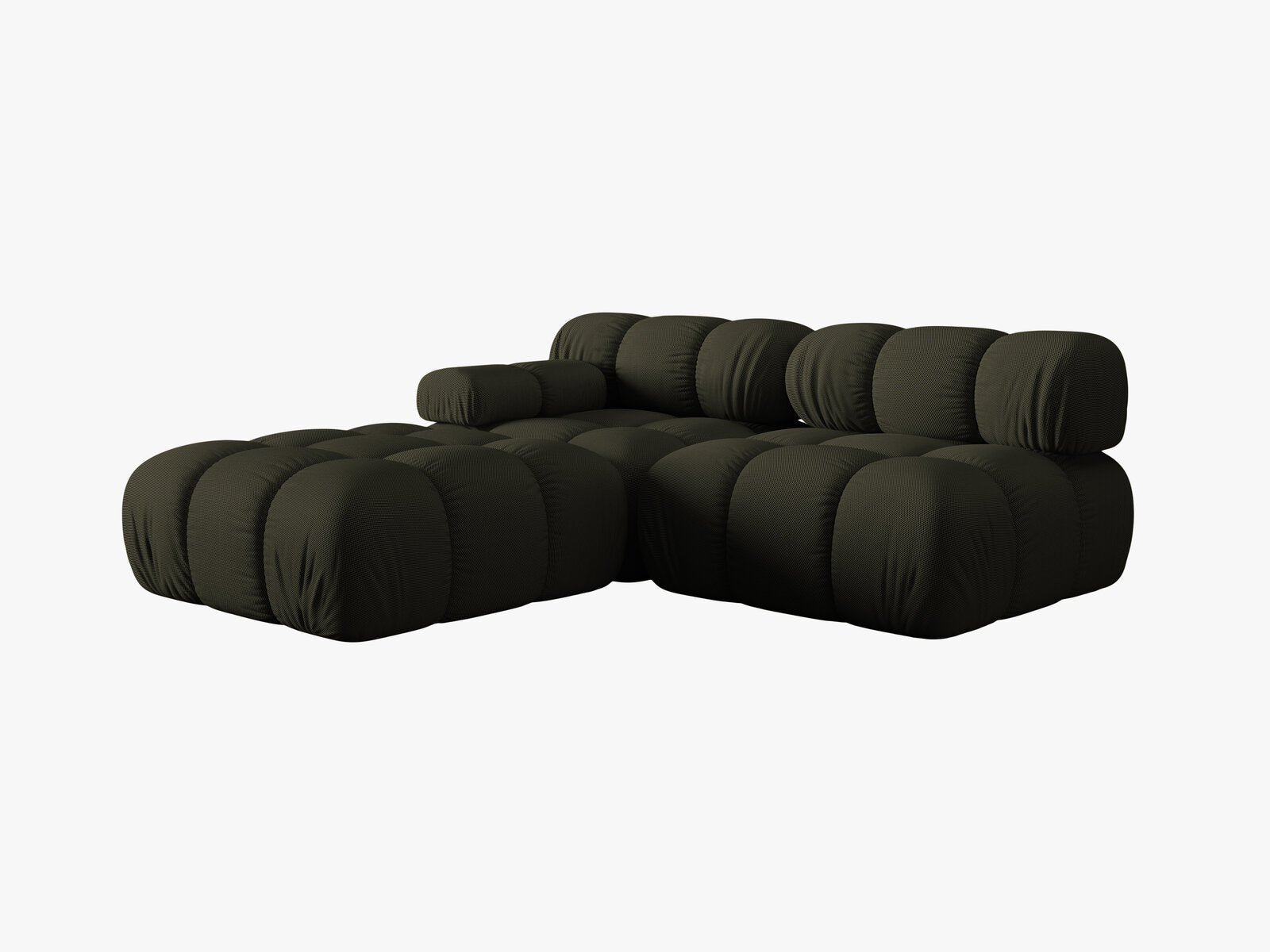 Micadoni Modulares Sofa Bellis 4-Sitzer Links 3D-Stoff Sonic Amazonas Grün