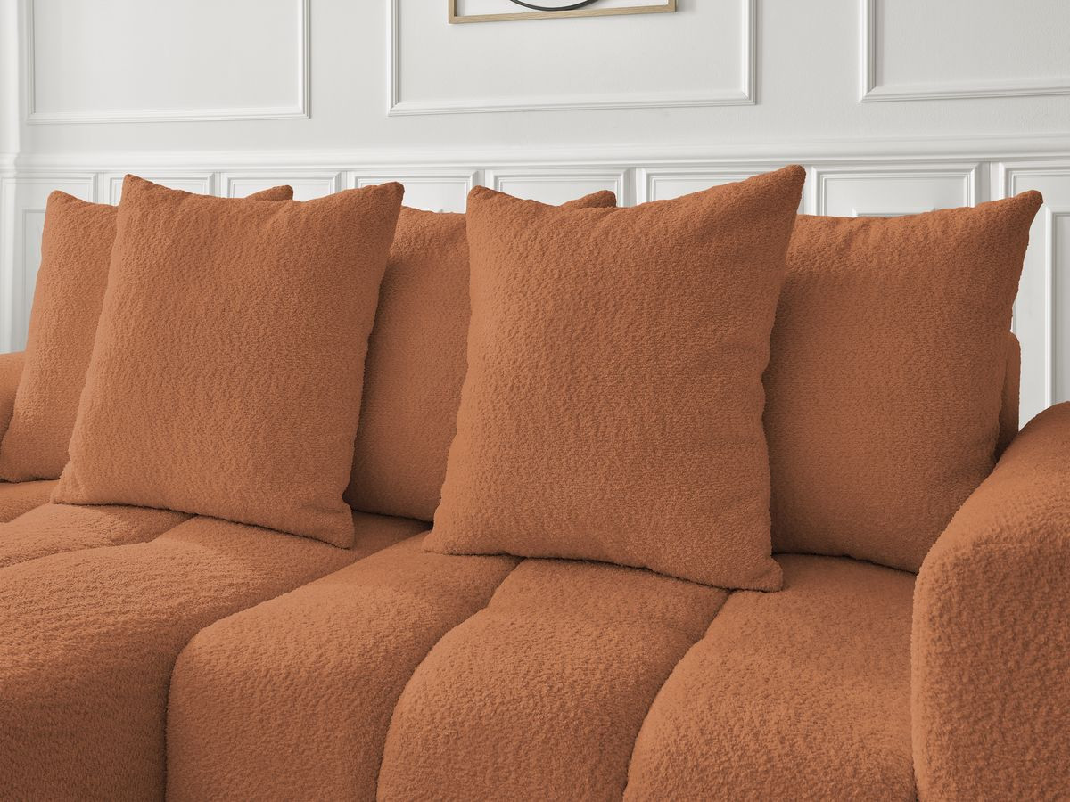 Bobochic Roxelane Ecksofa mit Schlaffunktion und Bettkasten 258 × 150 cm Bouclé-Stoff Orange Ecke links