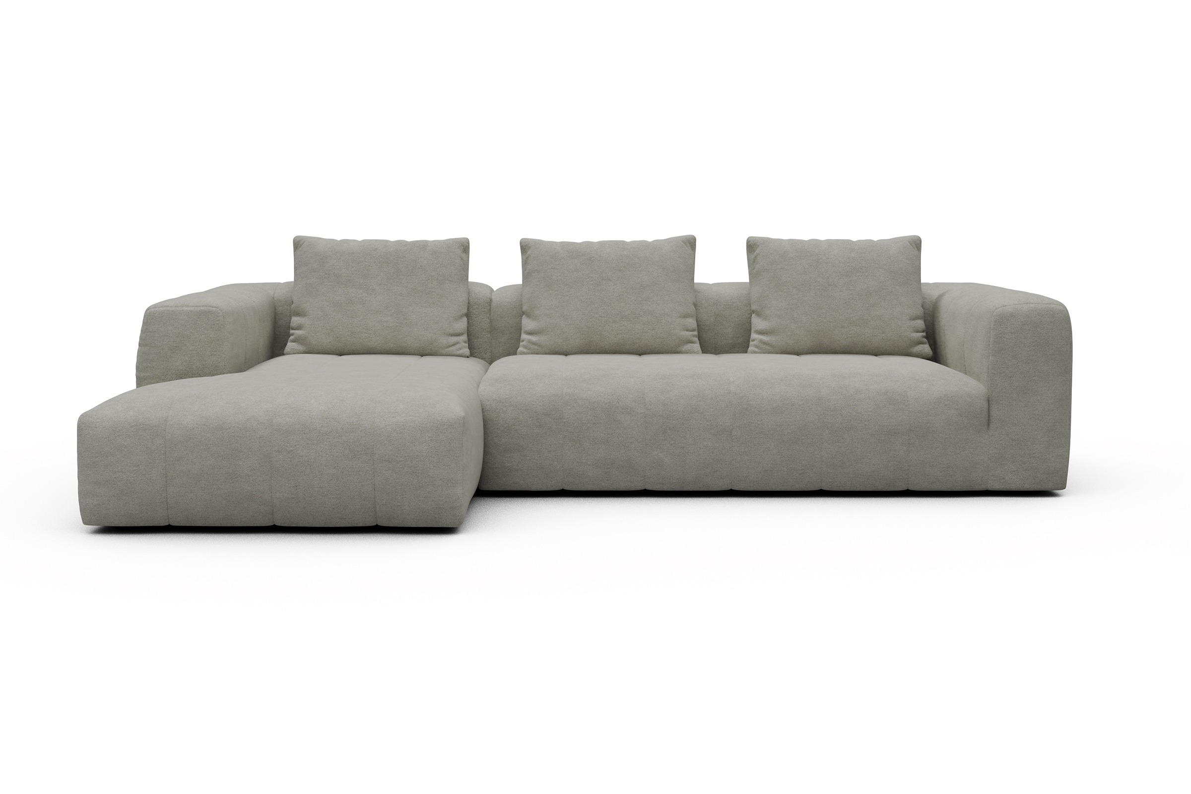Ecksofa Hugo 2,5-Sitzer Armlehne rechts mit Chaiselongue Carreno-Moon-Stone-White