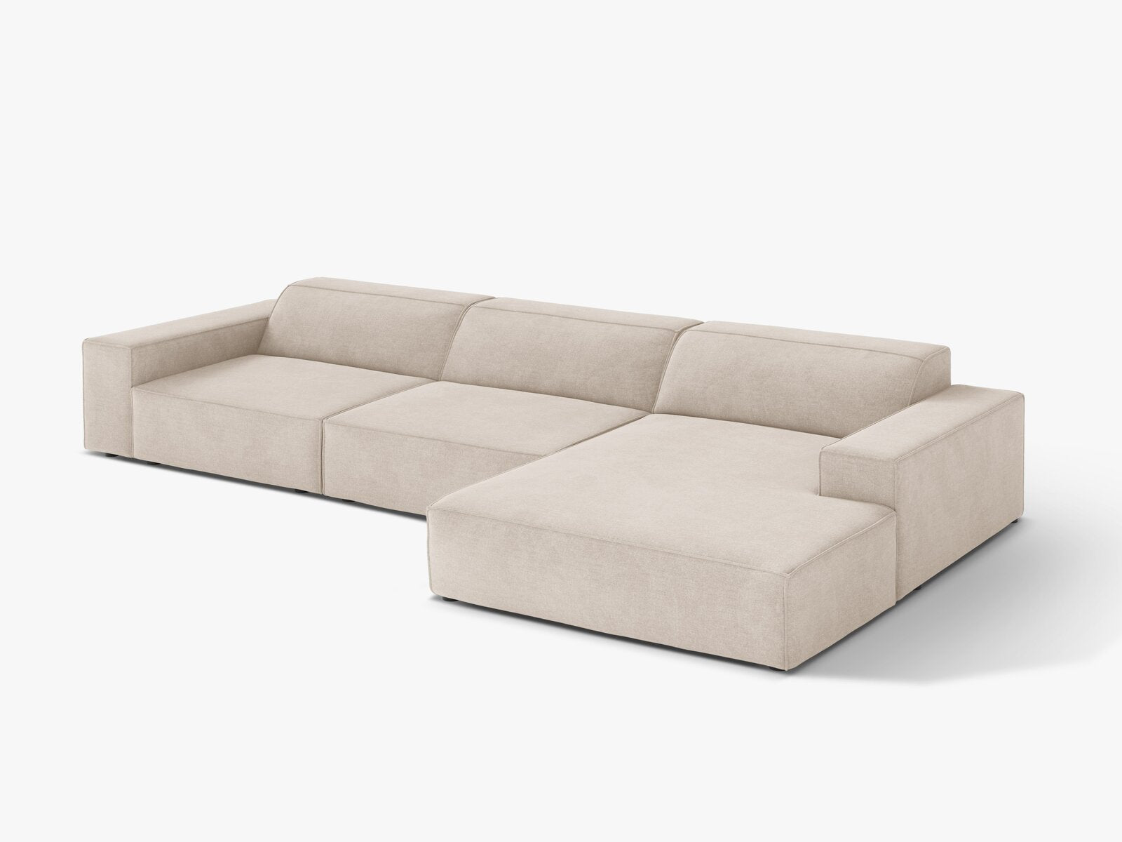 Micadoni Ecksofa Jodie 4-Sitzer Strukturierter Stoff Liberty Beige Rechts