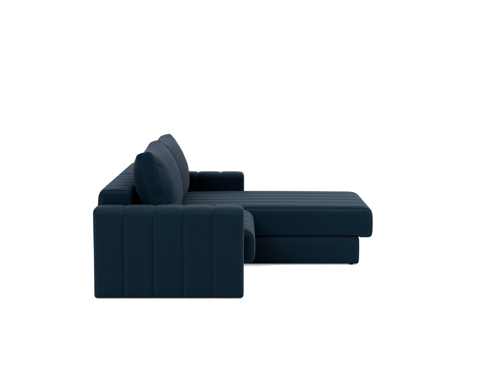 Schlafsofa Akello mit Chaiselongue und Armlehnen Flachgewebe Mixed Dance 528-Blue