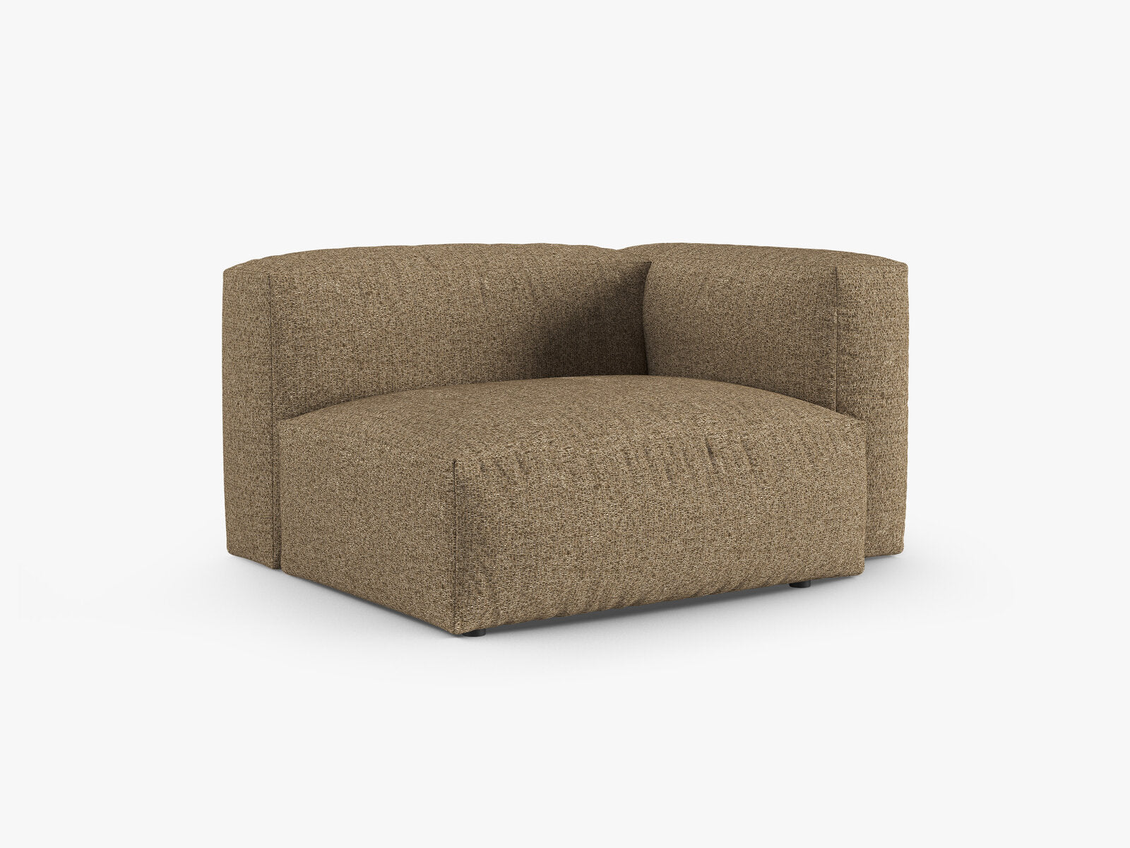 Micadoni Eckmodul mit Armlehne Martina 1-Sitzer 90cm Sitztiefe Rechts Boucle Monet Cappuccino
