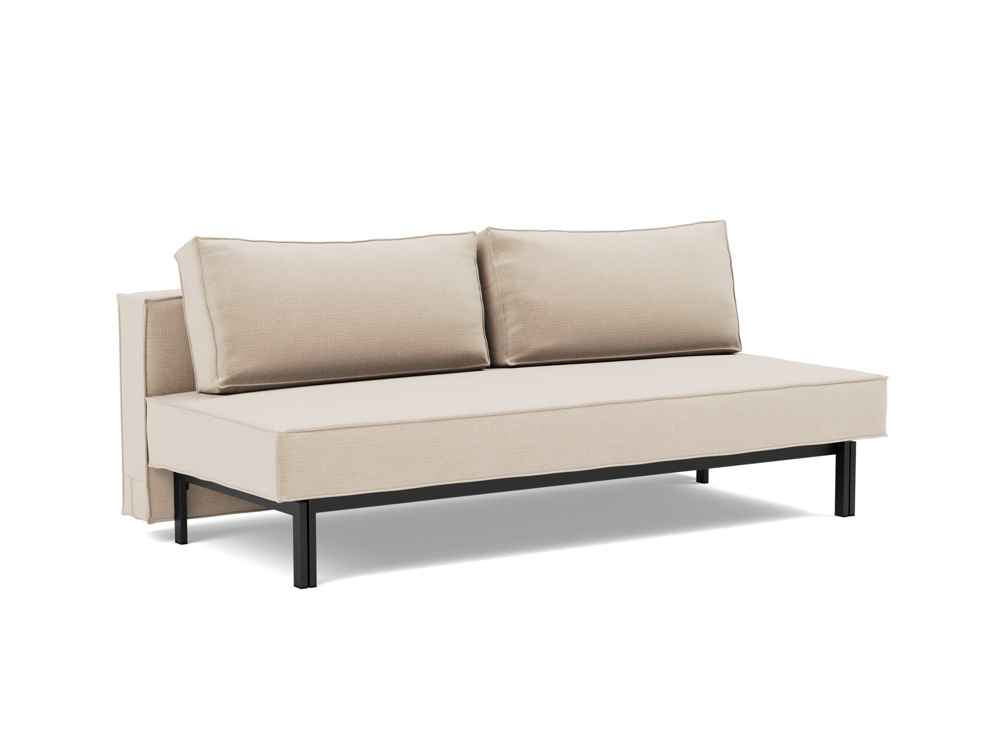 Schlafsofa Sly Chenille Esina 410-Almond-Beige Beine Schwarzes Metall