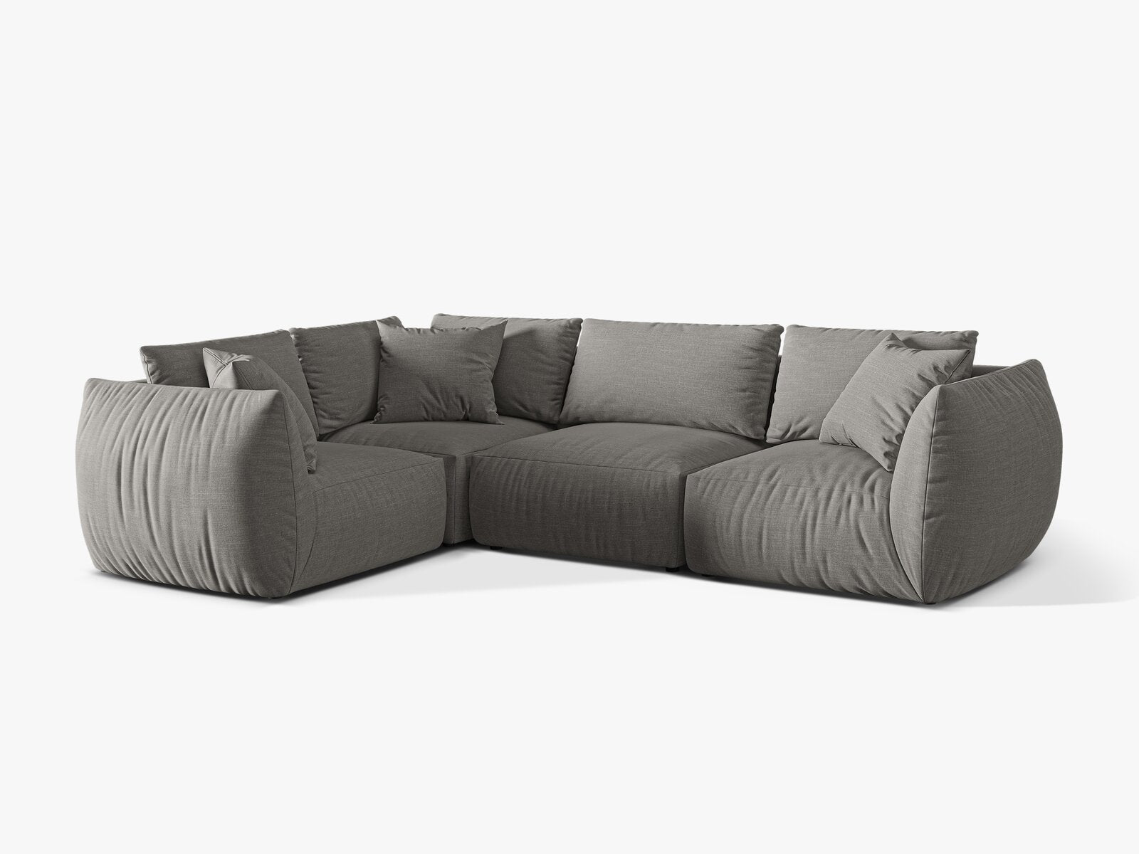 Micadoni Ecksofa Chris 4-Sitzer Links Strukturierter Stoff Warmes Grau