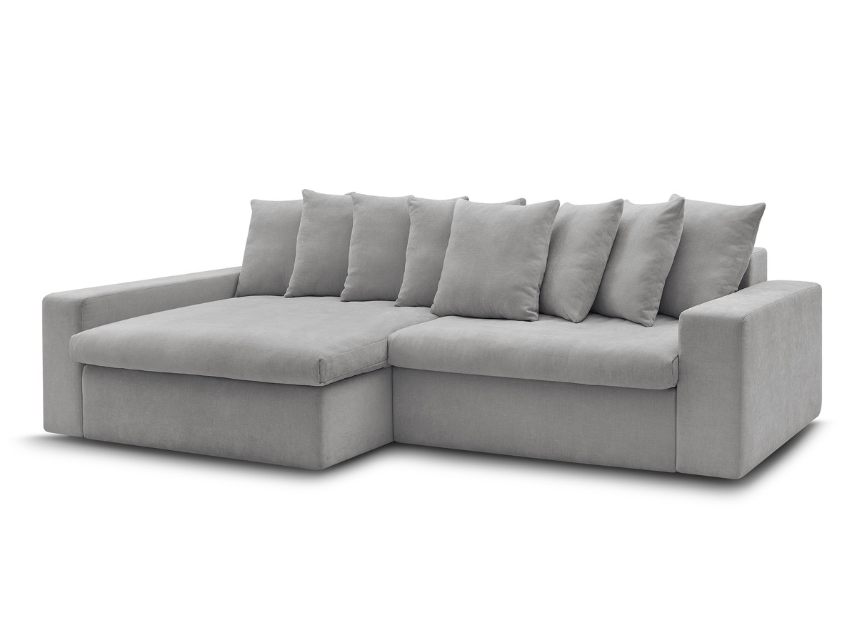 Bobochic Enore Ecksofa 330 × 100 cm Stoff Hellgrau Ecke links