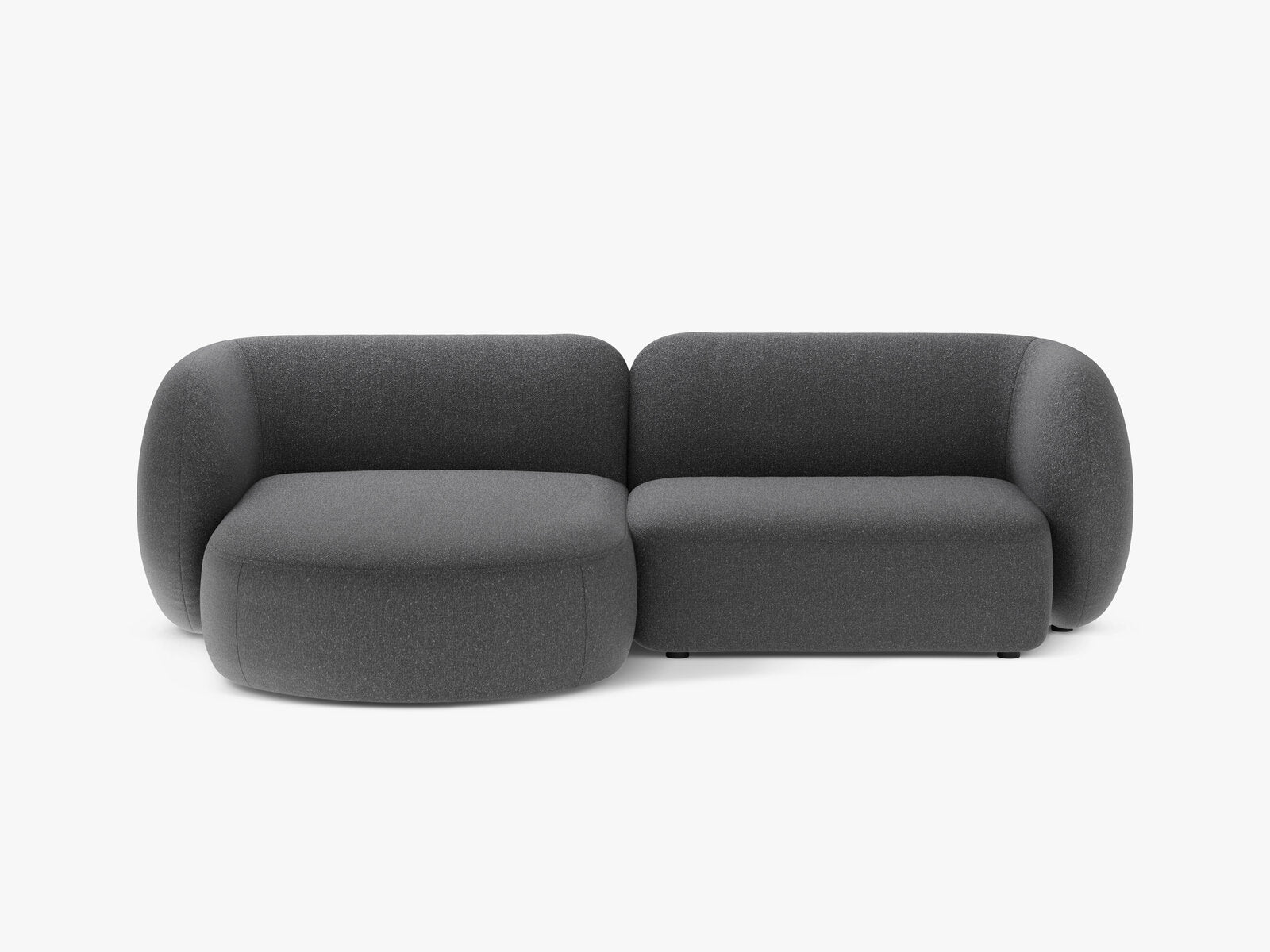 Micadoni Ecksofa Kate 2-Sitzer Links Strukturierter Stoff Dunkelgrau Melange