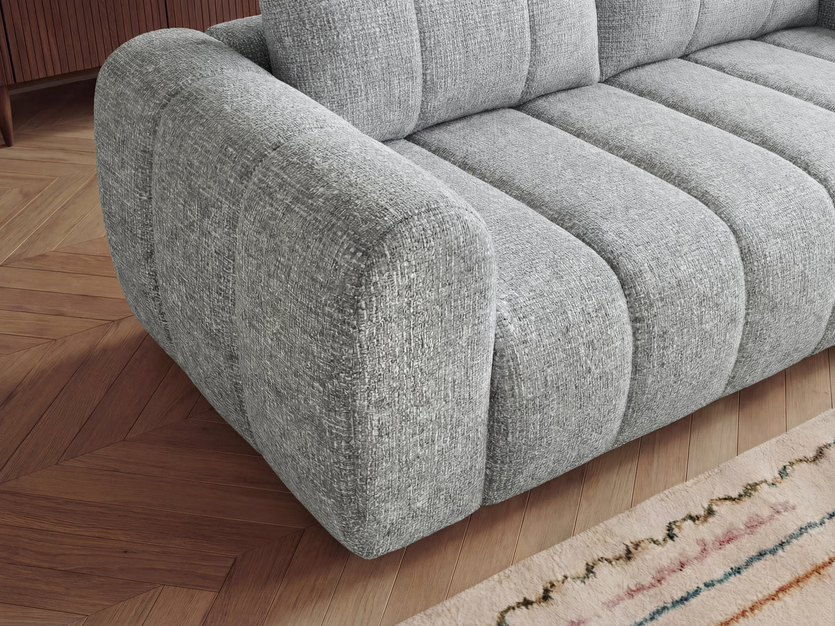 Bobochic Nesty Ecksofa in L-Form, 256 cm, mit Pouf Melange-Stoff Hellgrau Ecke rechts