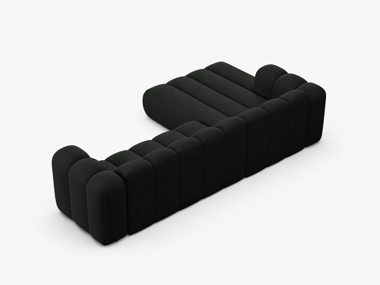 Micadoni Modulares Ecksofa Lupine 4-Sitzer Links Boucle Baloo Schwarz