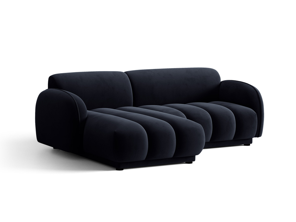 Cosmopolitan Design Ecksofa Bilbao 3-Sitzer kleine Version Samt Casino Königsblau Links