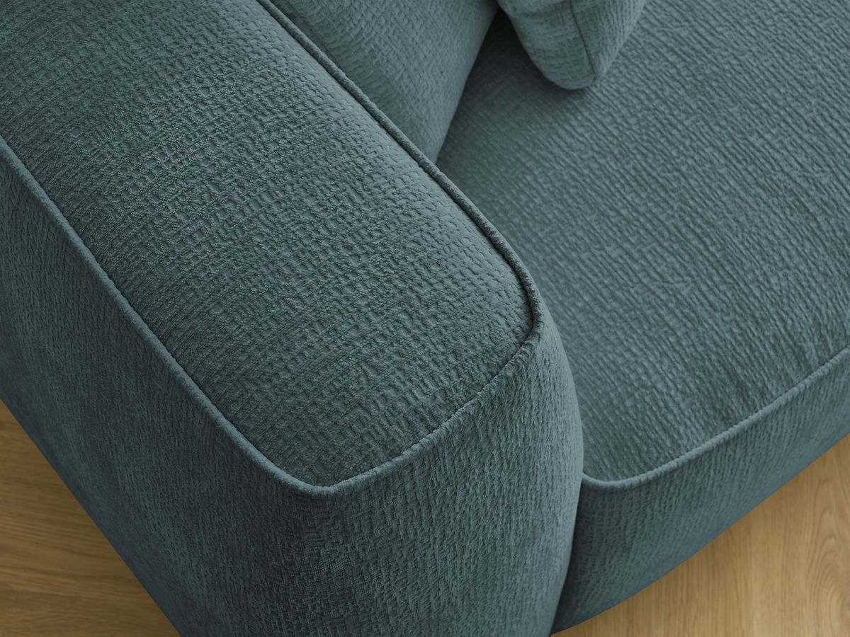 Bobochic Leopold Sofa 4-Sitzer mit Pouf Strukturstoff Dunkelblau Armlehne links