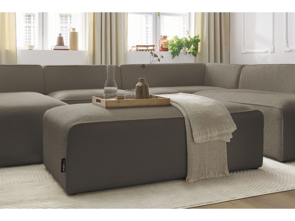 Bobochic Megeve Wohnlandschaft mit Pouf Bouclé-Stoff Braun Ecke links