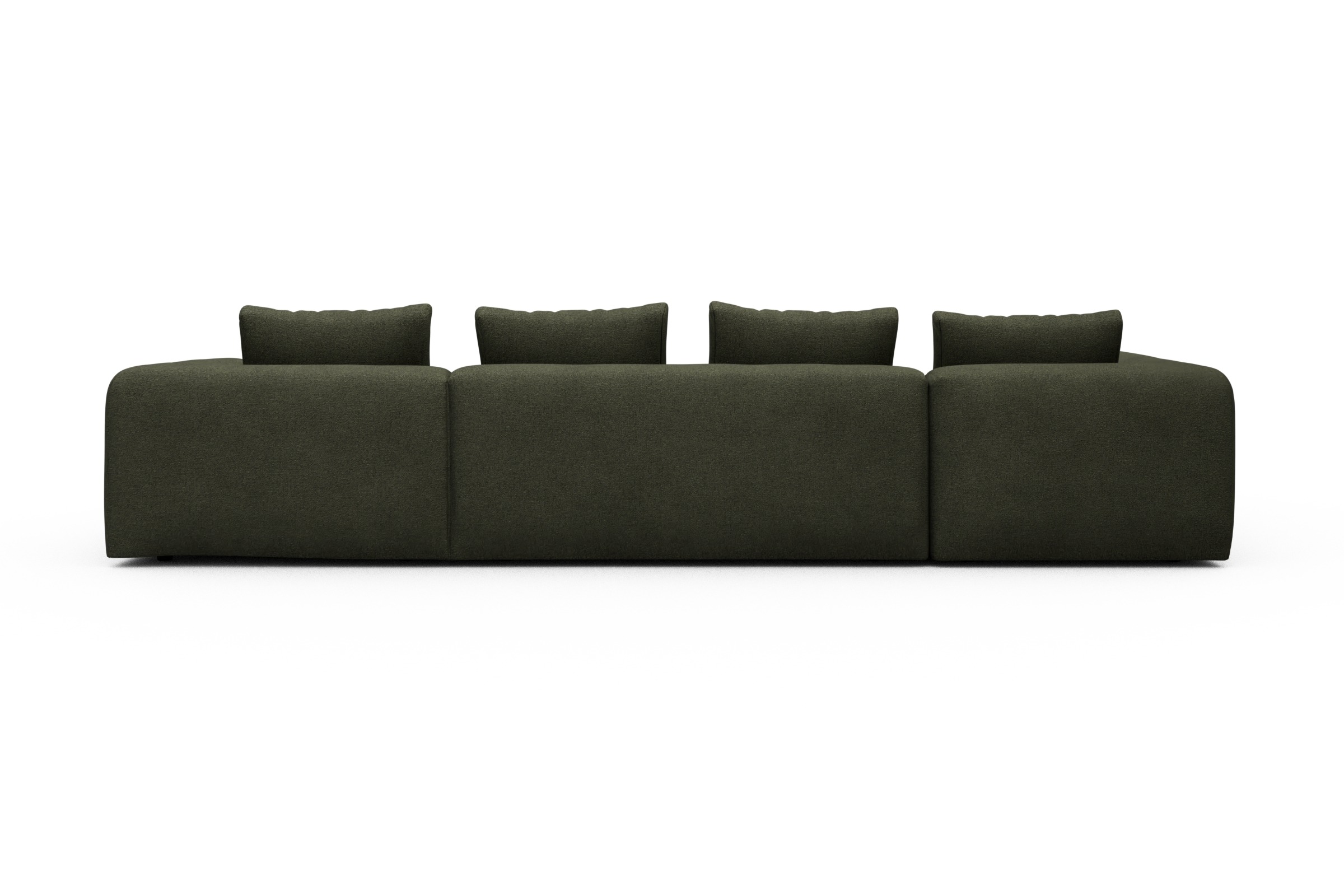Wohnlandschaft Fred Chaiselongue rechts mit 2-Sitzer und lange Armlehne links Boucle-Forest-Green