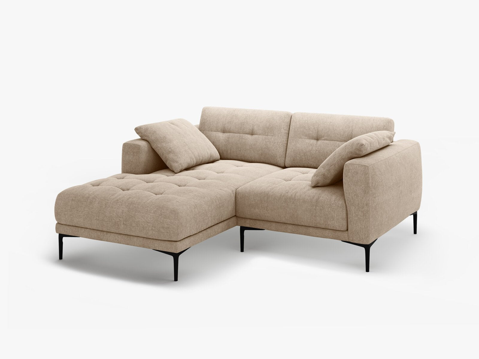 Micadoni Ecksofa Bemy 2-Sitzer Links Strukturierter Stoff Sand