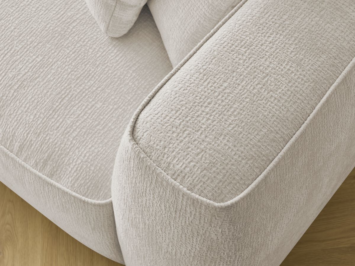Bobochic Leopold Sofa 4-Sitzer mit Pouf Strukturstoff Beige Armlehne rechts