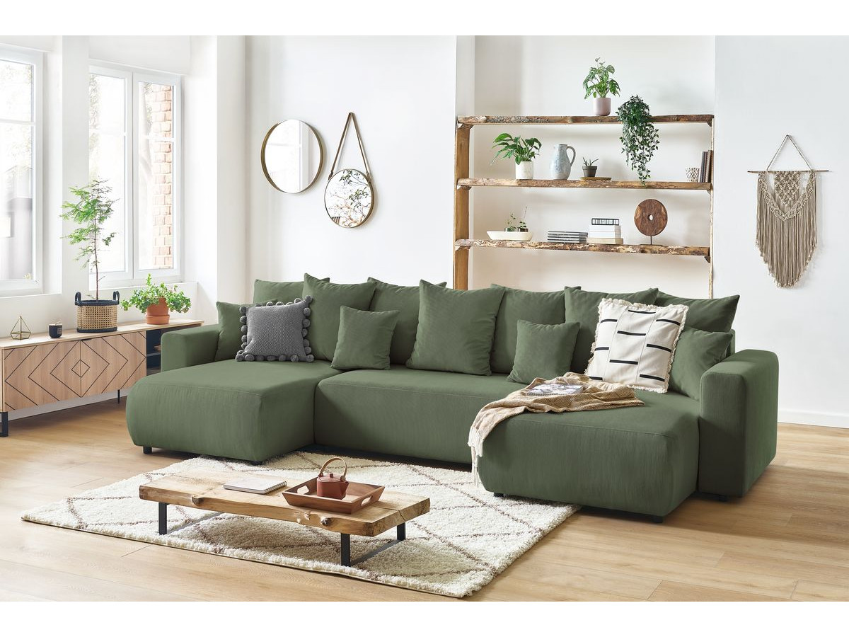 Bobochic Envy Wohnlandschaft mit Pouf Cordsamt Grün