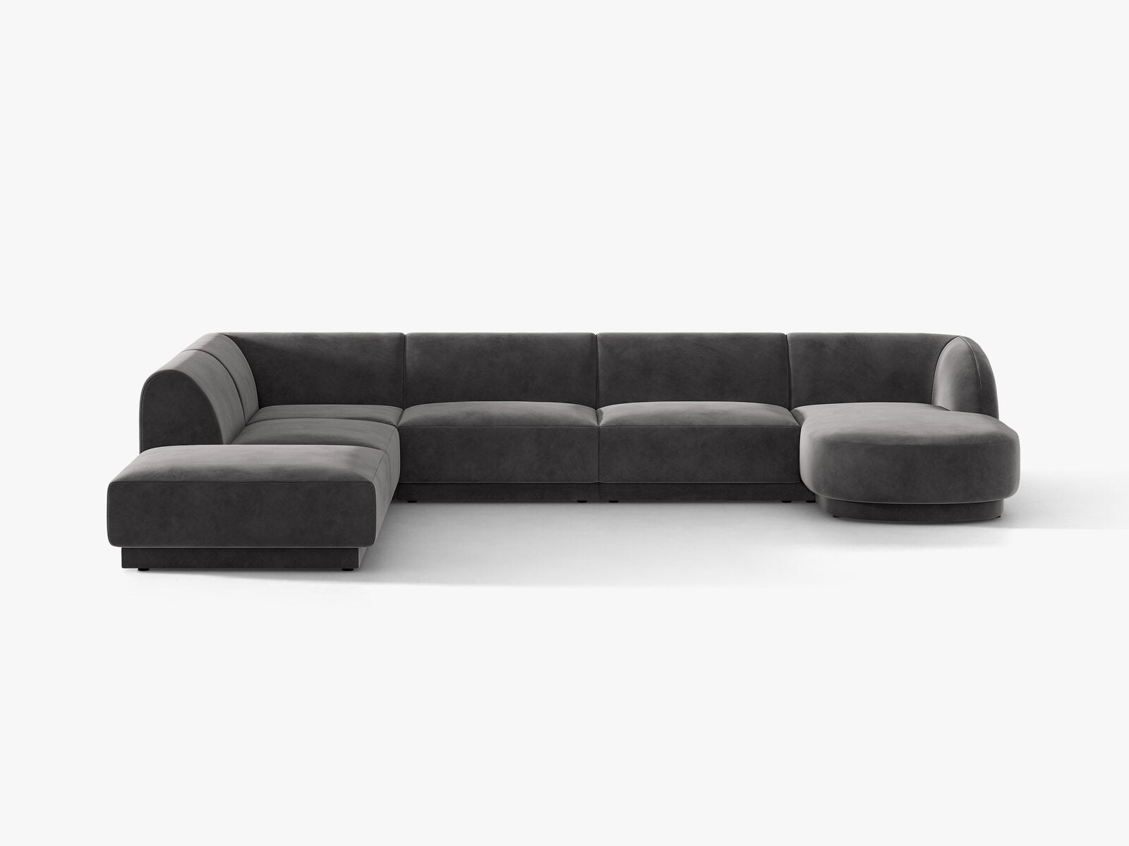 Micadoni Panorama-Ecksofa Miley 6-Sitzer Links Samt Bluvel Grau