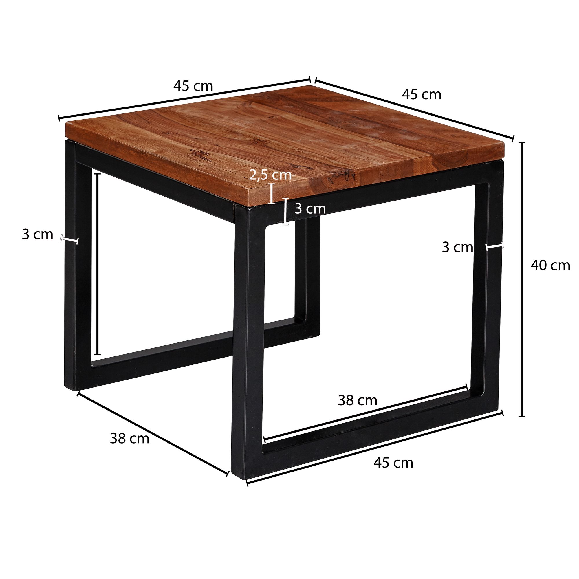 Beistelltisch Vinding Massivholz Braun 45 × 45 × 40 cm