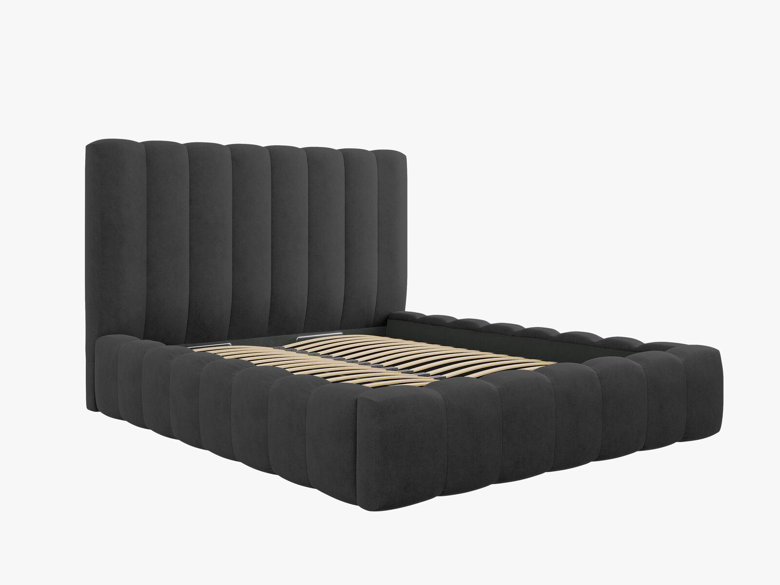Micadoni Bett Kelp Strukturierter Stoff Moly Anthrazit 140x200