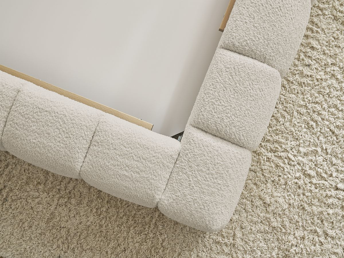 Bobochic Mont-blanc Polsterbett mit Bettkasten Bouclé-Stoff Beige, Liegefläche 140 × 190 cm