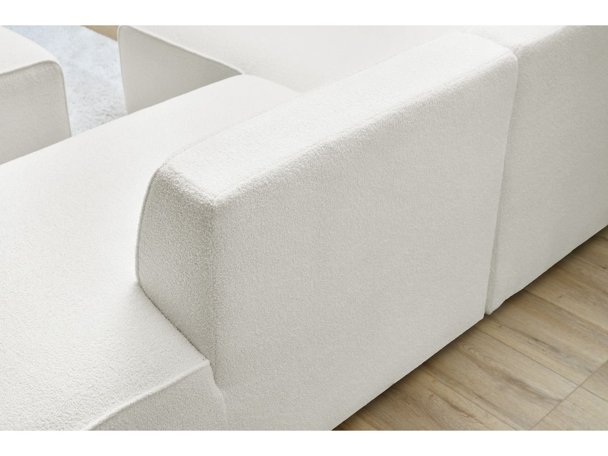 Bobochic Megeve Ecksofa Bouclé-Stoff Weiß Ecke links
