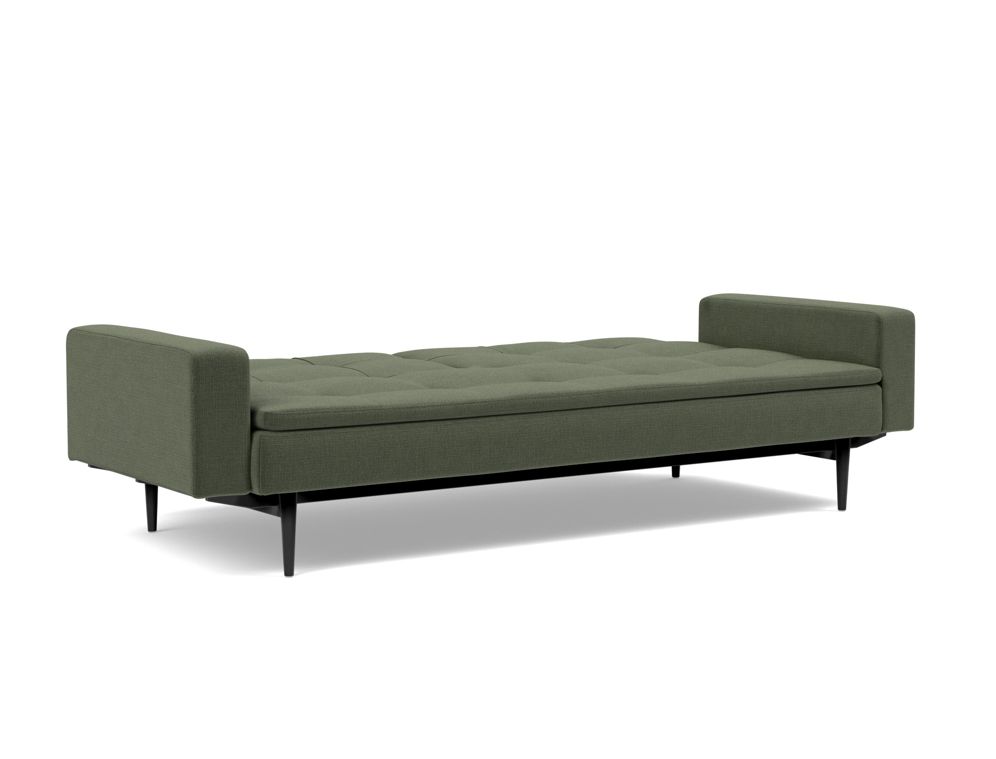 Schlafsofa Dublexo mit Armlehnen Chenille Esina 413-Olive-Green Beine Styletto Eiche schwarz