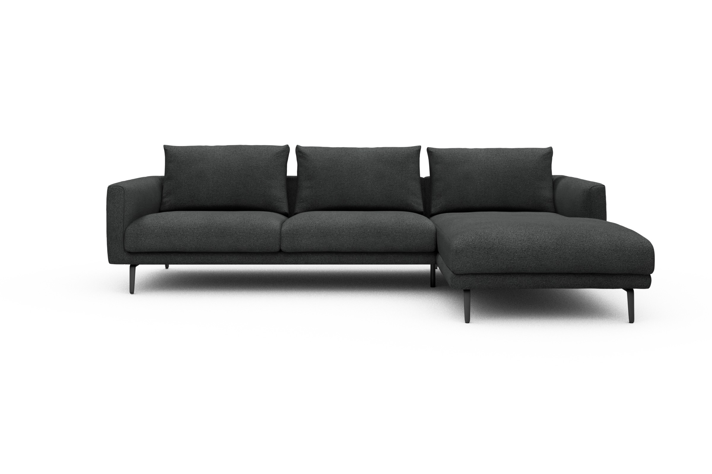Skandi Home Ecksofa Karl Chaiselongue rechts mit 2,5-Sitzer Boucle-Charcoal moebelfaktor