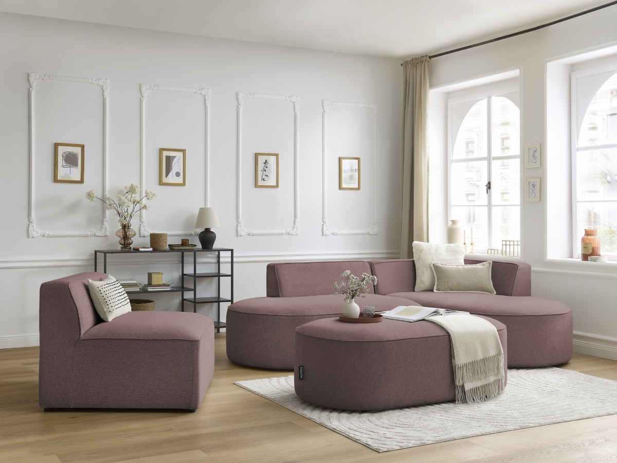Bobochic Rousseau Sofamodul 1-Sitzer Melange-Stoff Rosa
