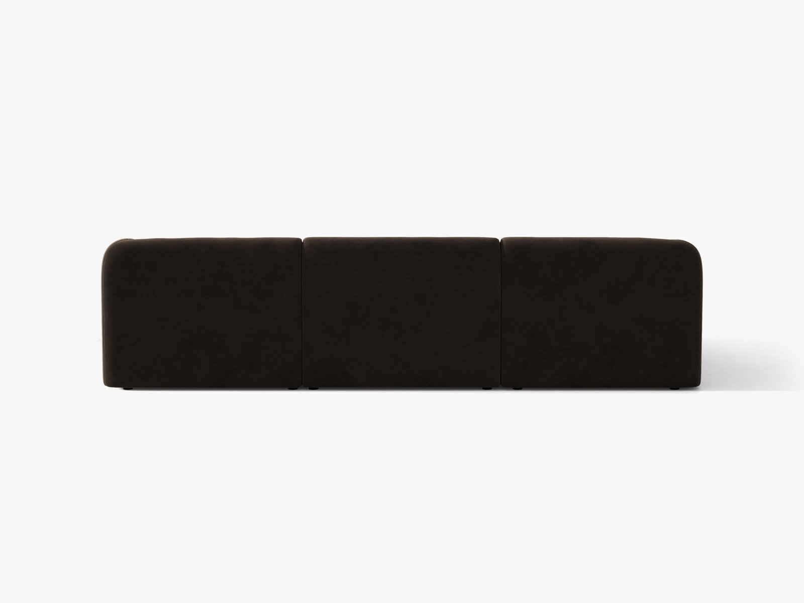 Micadoni Ecksofa Miley 4-Sitzer Samt Bluvel Dunkelbraun Links